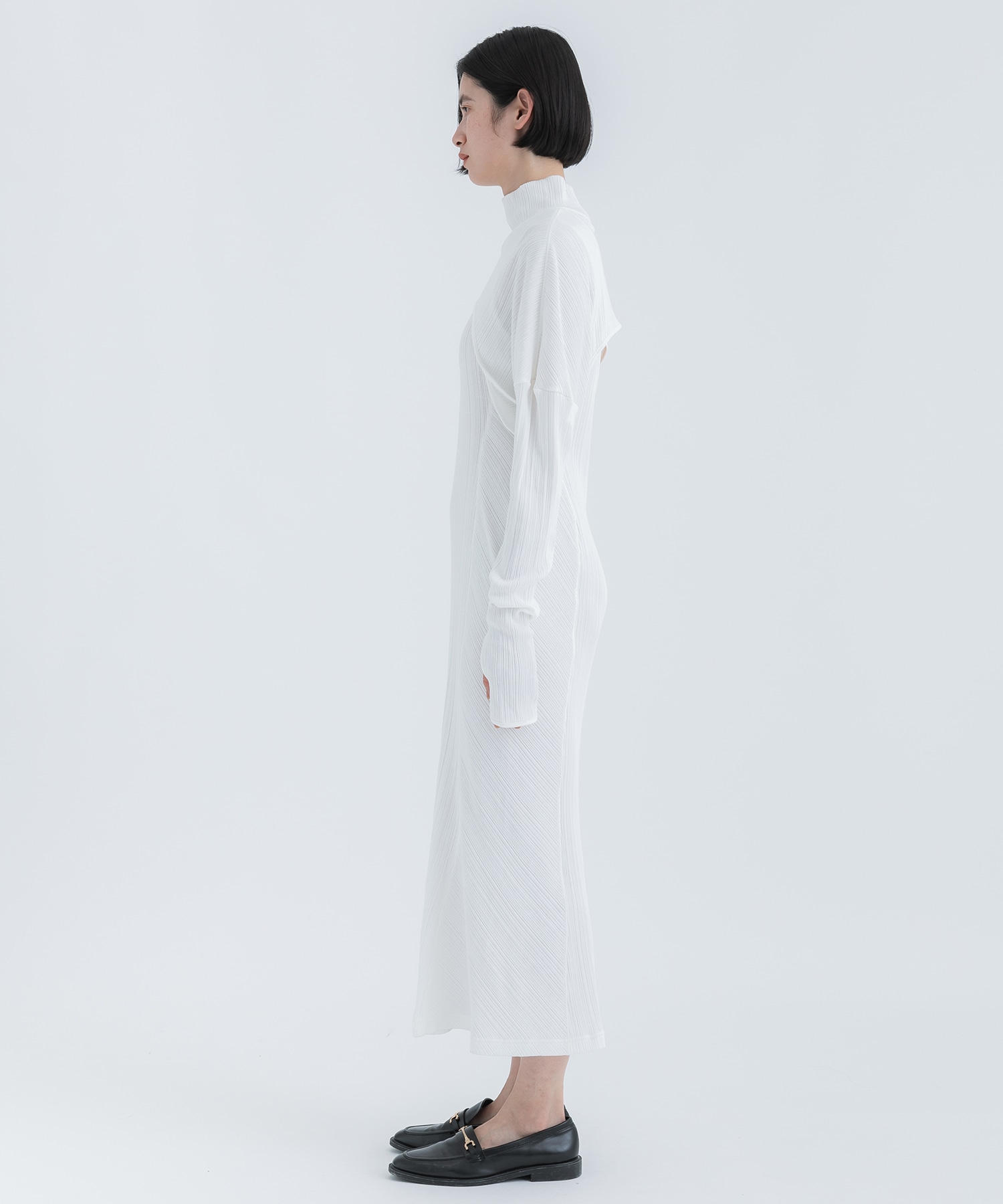 Random Ribbed Organic Cotton 2 way Dress(1 WHITE): Mame Kurogouchi