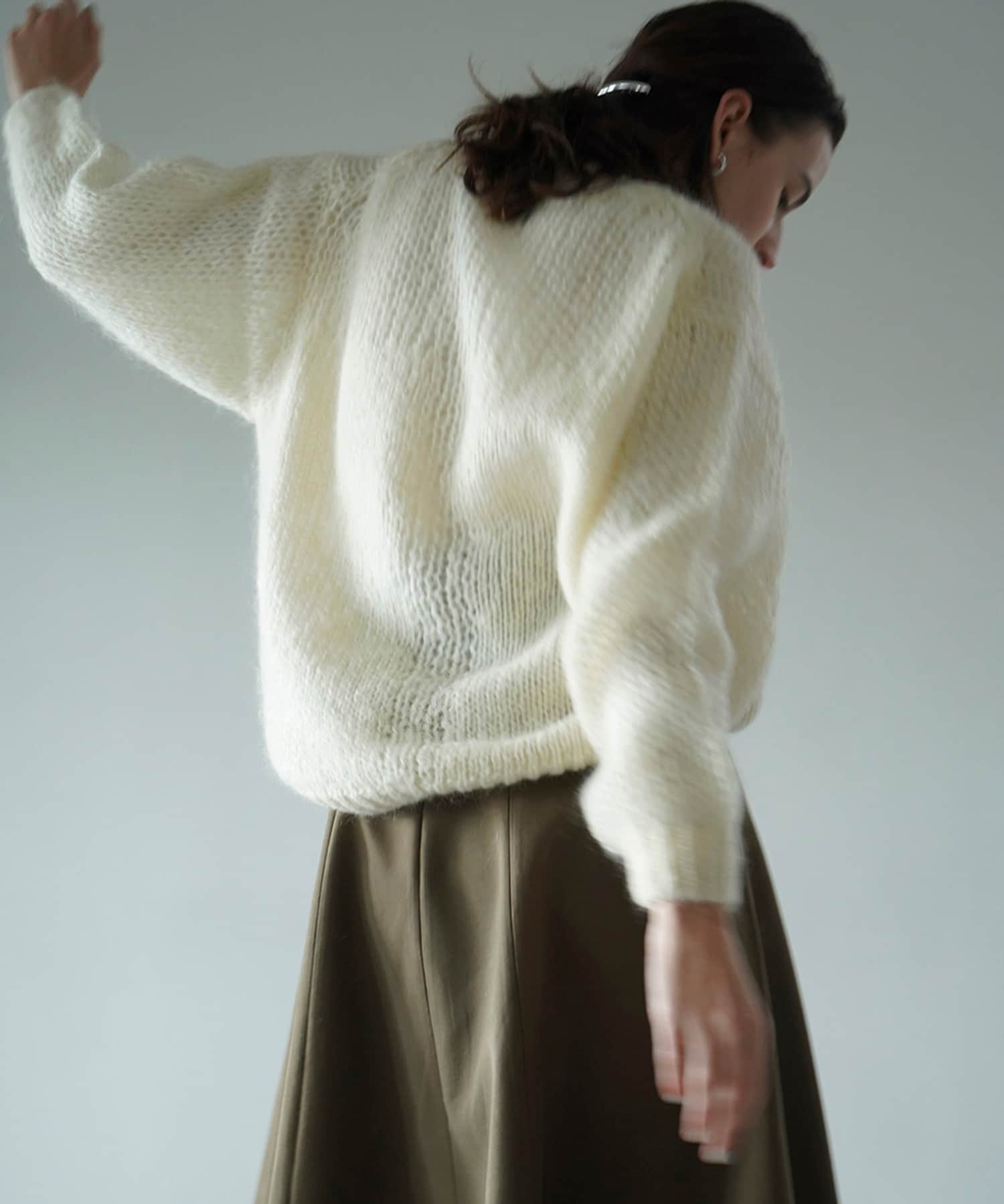 HALF SHEER LOOSE MOHAIR KNIT TOPS(1 IVORY): CLANE: WOMENS ...