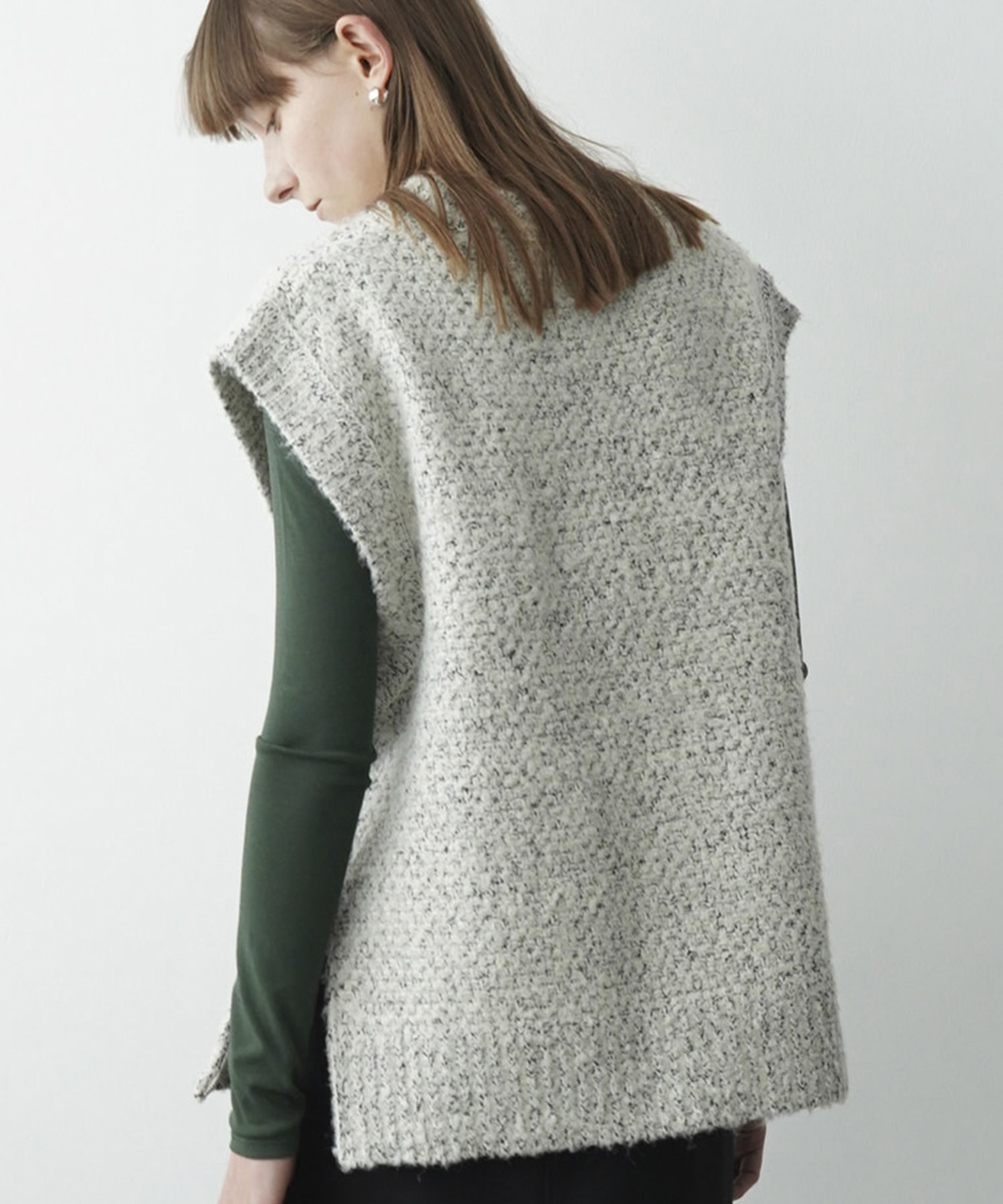 SIDE ZIP TWEED KNIT VEST(1 IVORY): CLANE: WOMENS｜ STUDIOUS ONLINE ...