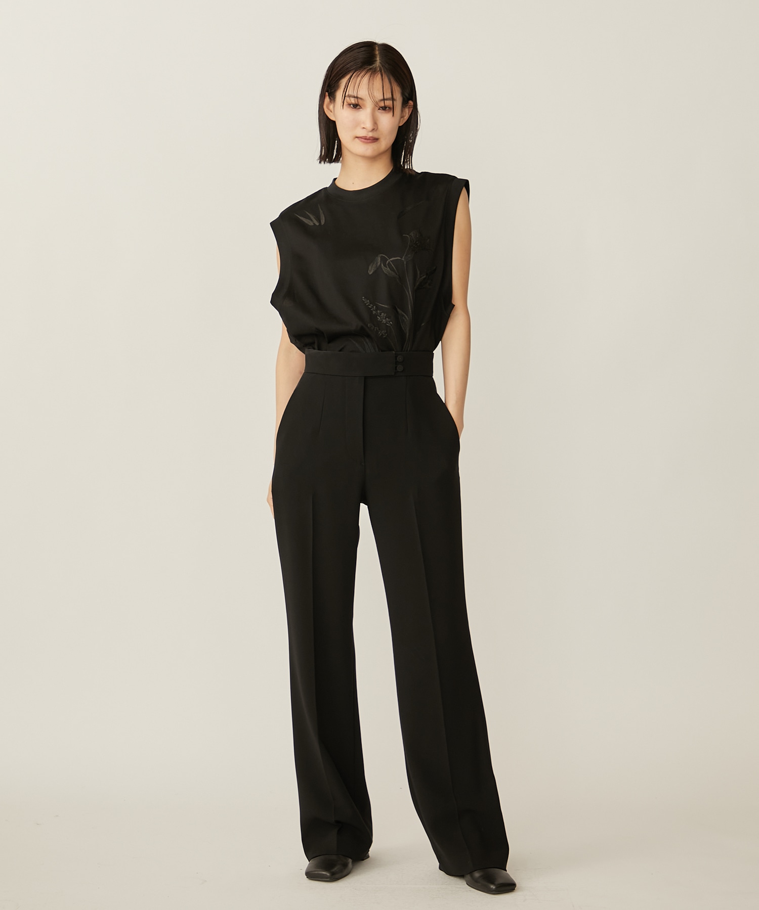 High Waisted Center Creased Suit Trousers