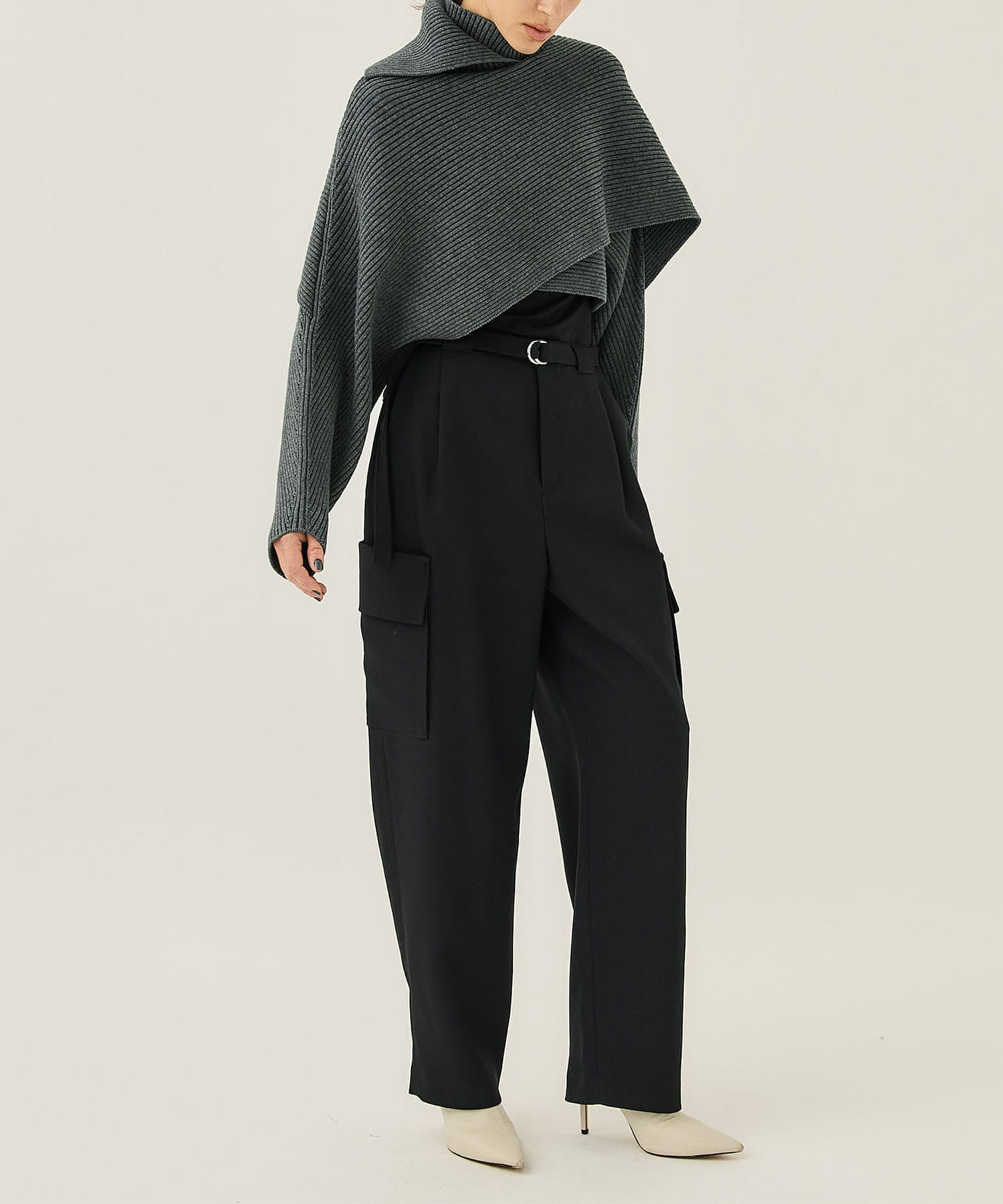 Wool like band trouser(36 BLACK): IIROT: WOMENS｜ STUDIOUS ONLINE 