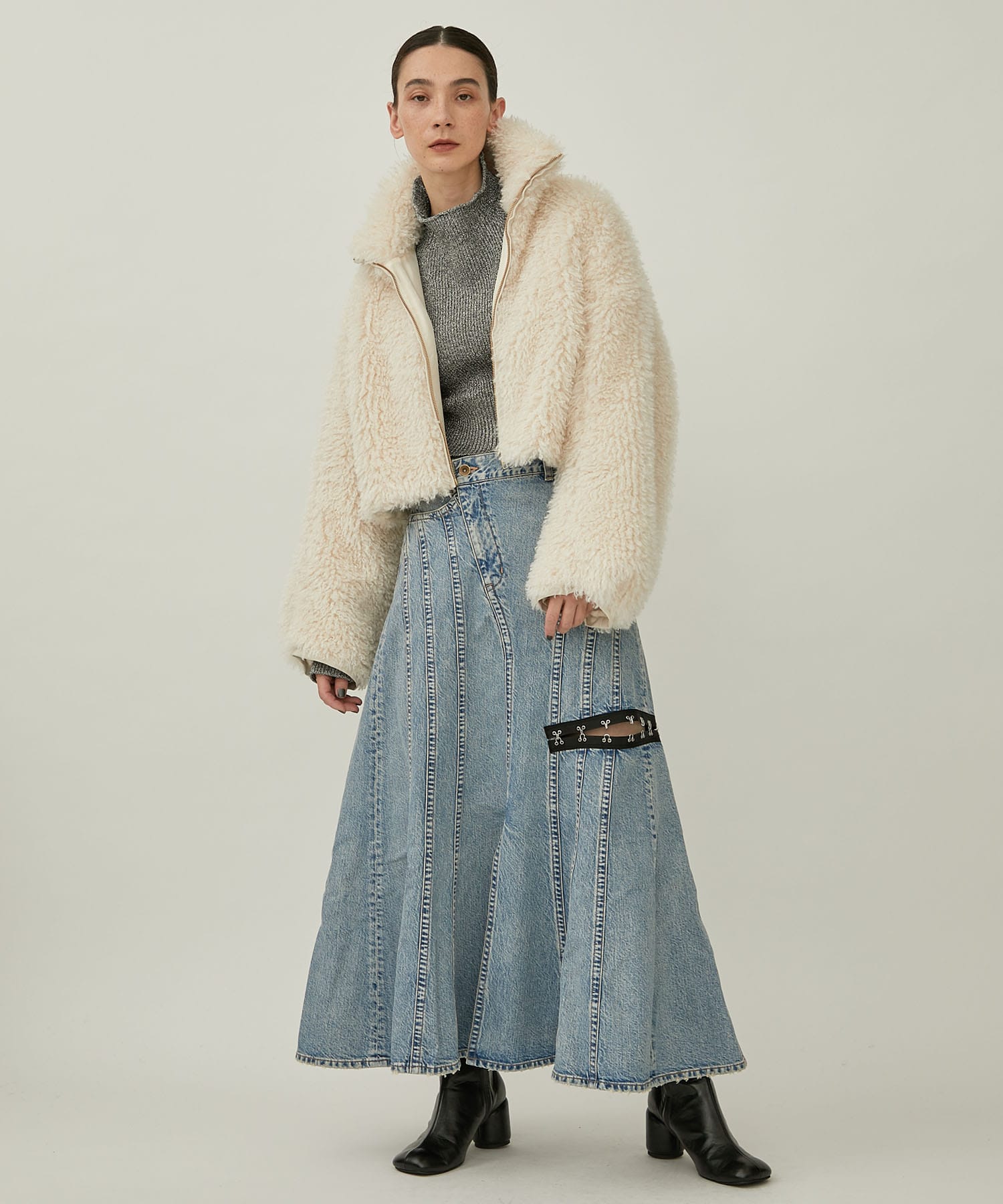 CRIMPED FUR CROPPED BLOUSON