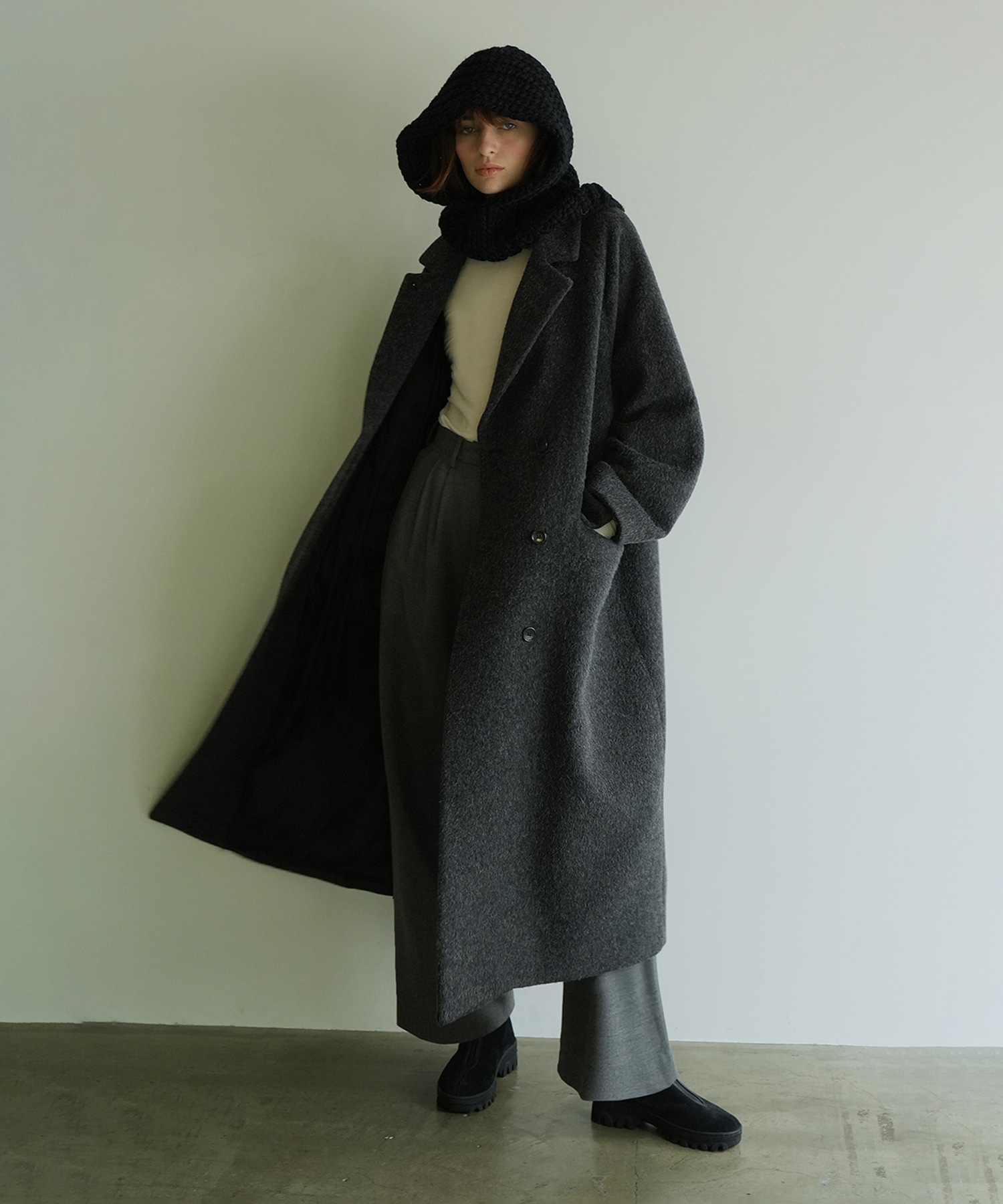 DOUBLE WOOL LONG COAT(0 DARK GREY): CLANE: WOMENS｜ STUDIOUS