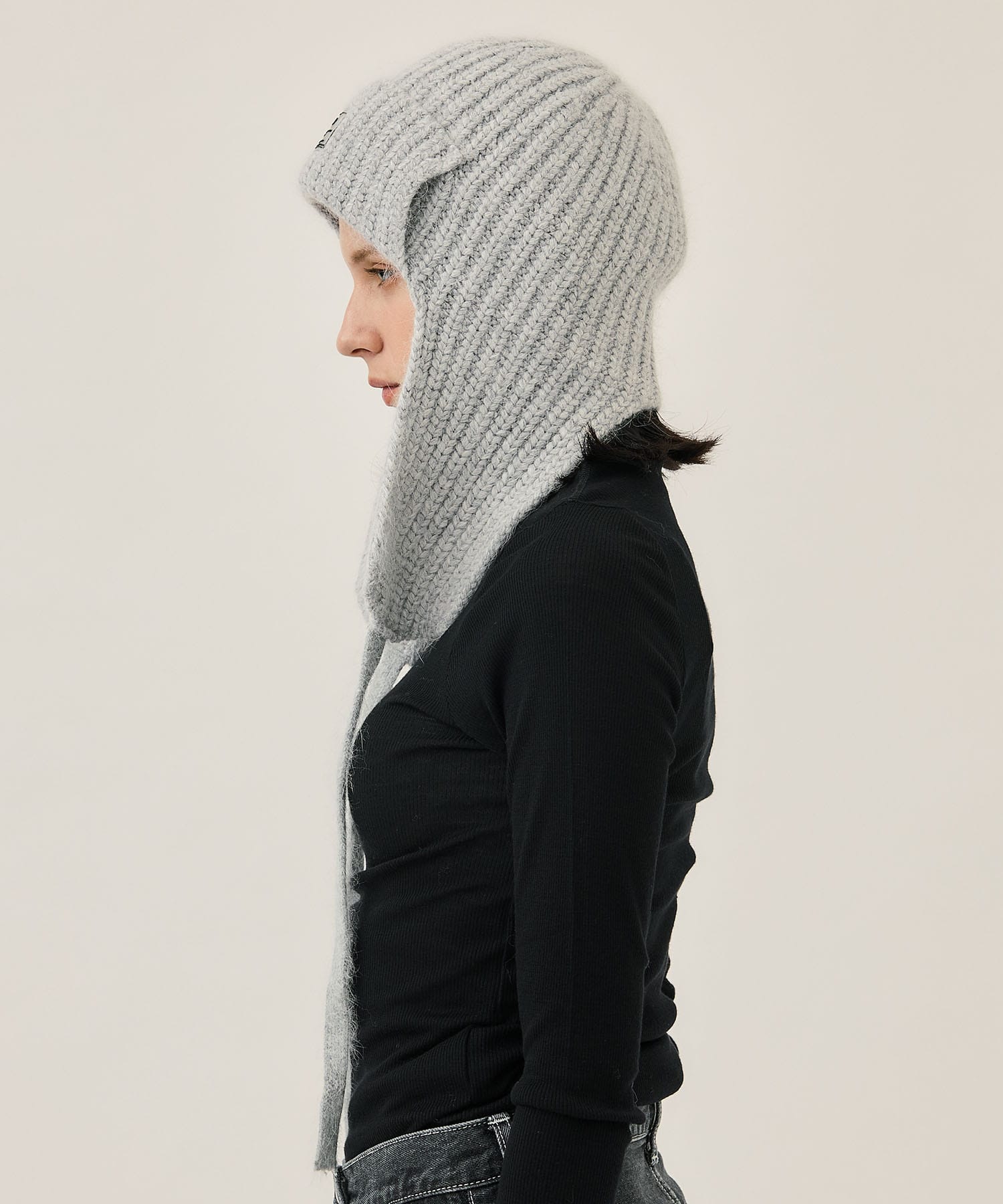 DRAW CODE MOHAIR KNIT CAP(FREE GREY): Cycle: WOMENS｜ STUDIOUS