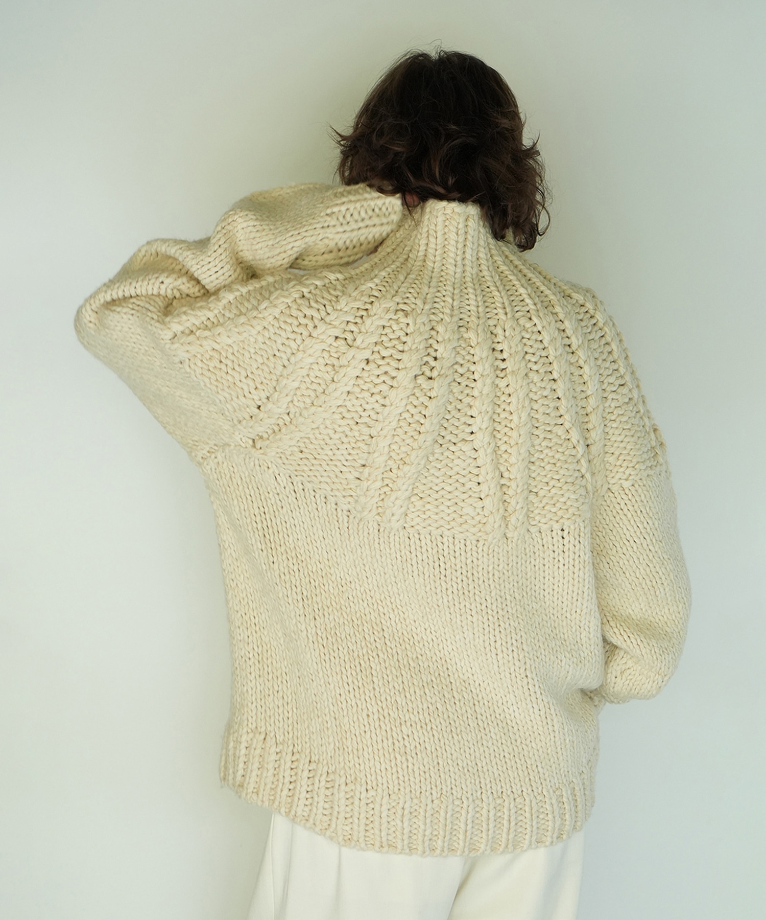 CHUNKY CABLE HAND KNIT TOPS(1 IVORY): CLANE: WOMENS｜ STUDIOUS