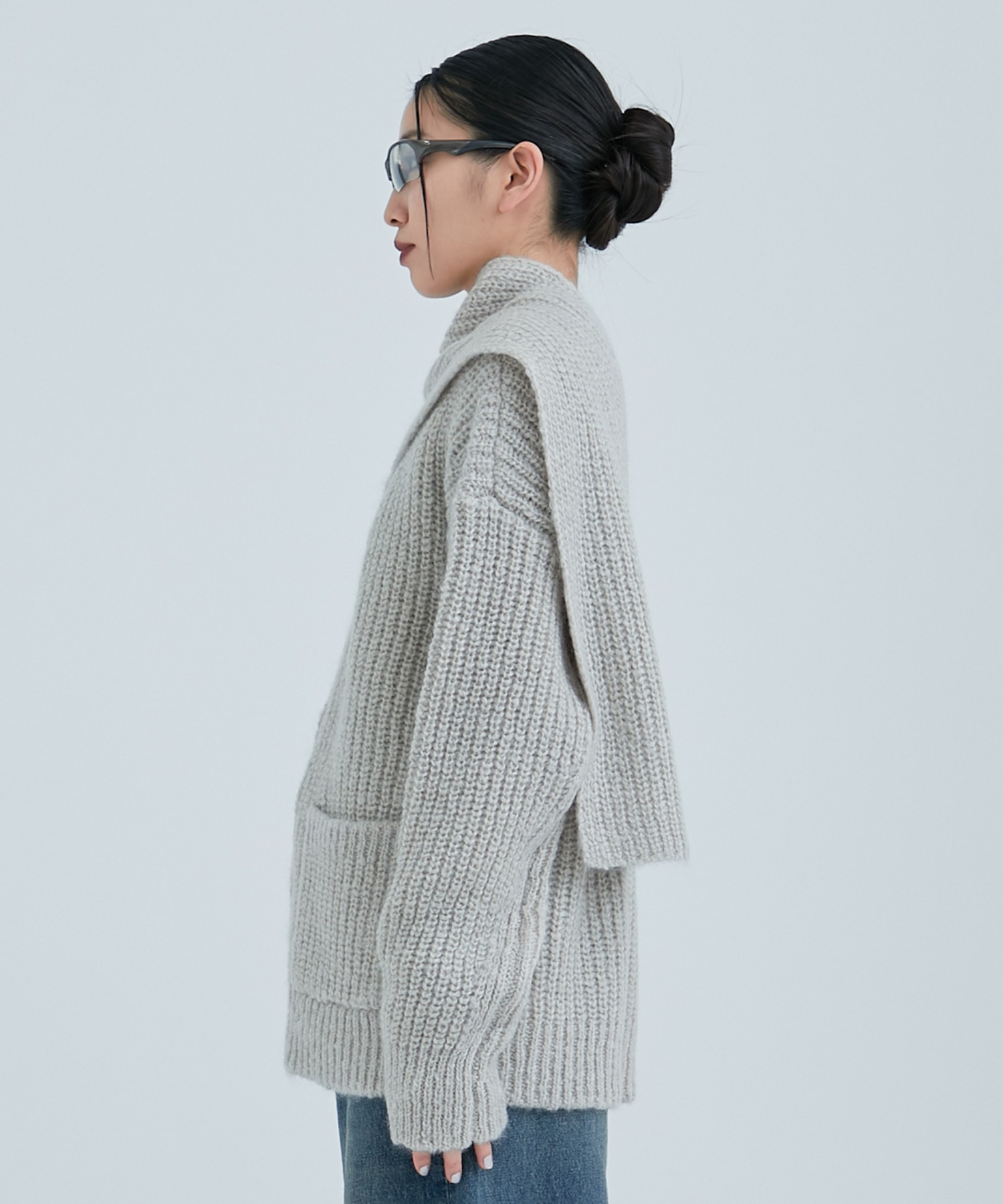 Soft Mohair Knit Cardigan(FREE LIGHT GREY): STUDIOUS: WOMENS