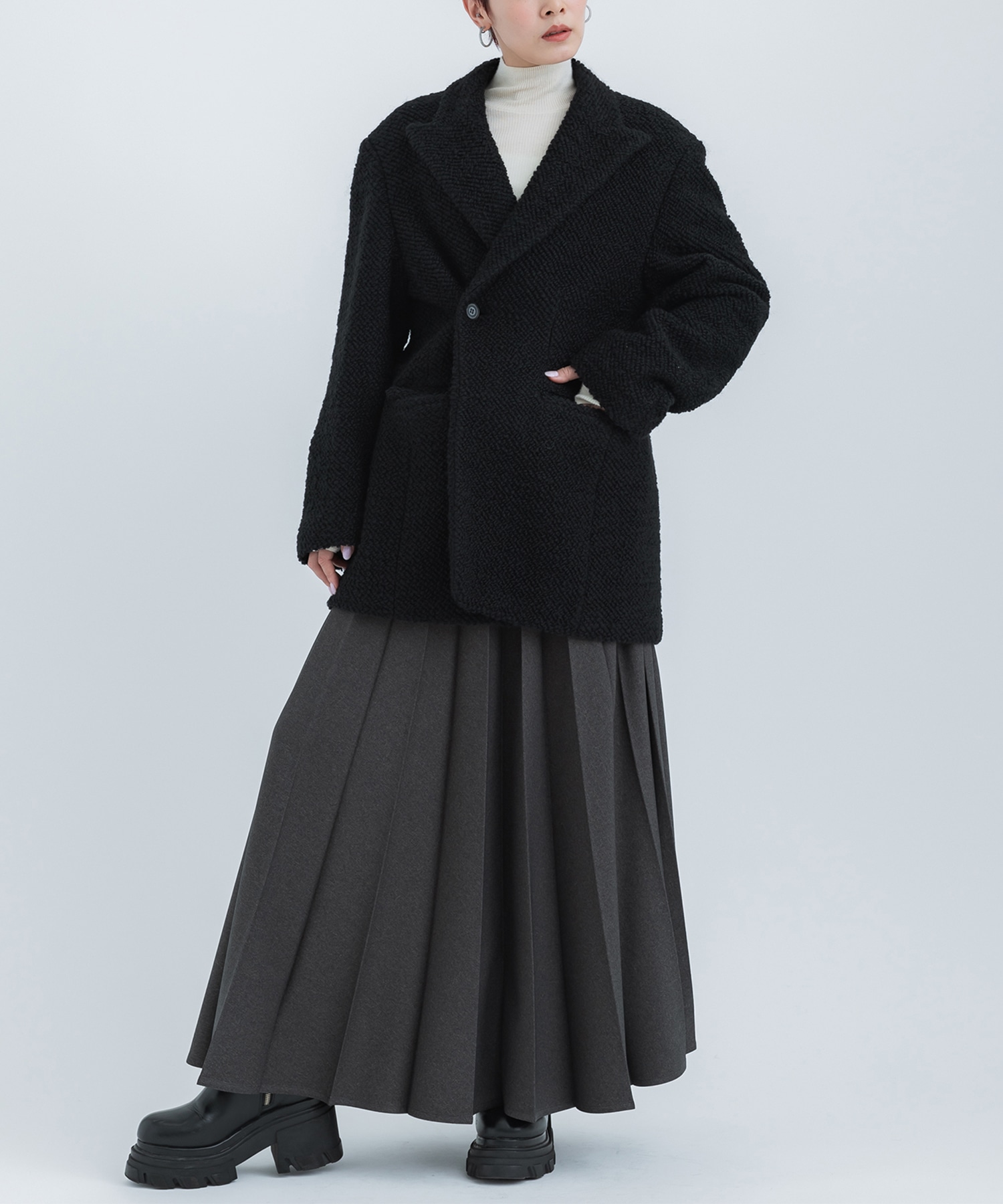 Wide Pleats Skirt(2 DARK GREY): : WOMENS｜ STUDIOUS ONLINE公式通販 