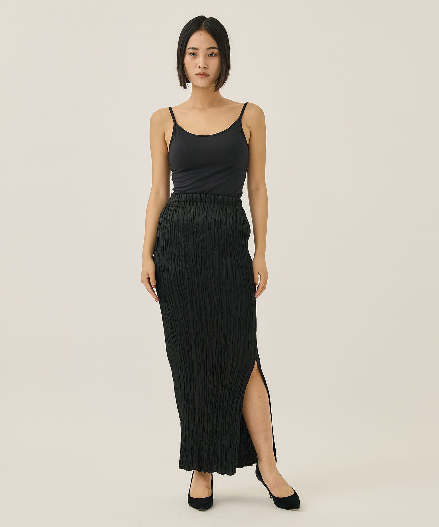 Wrinkle Pleats I-line Skirt(1 BLACK): Mame Kurogouchi: WOMENS