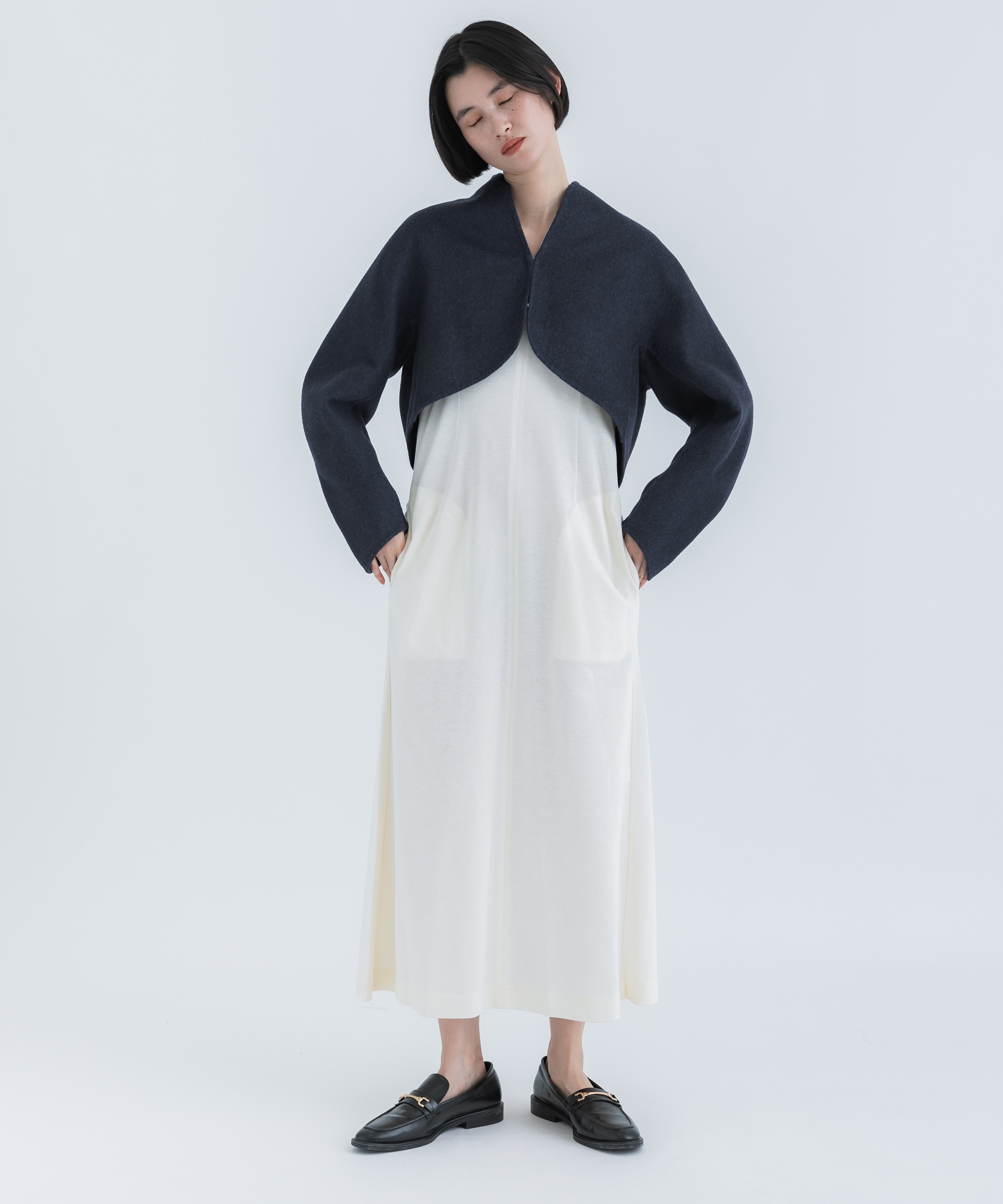 Silk Cashmere Reversible Sewing Bolero Jacket Mame Kurogouchi