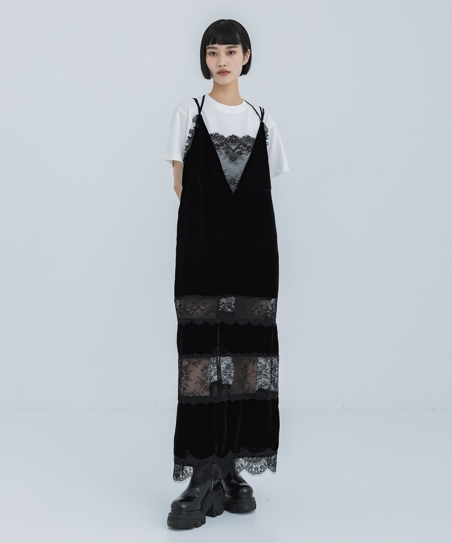 別注black lace velour camisole dress tanakadaisuke