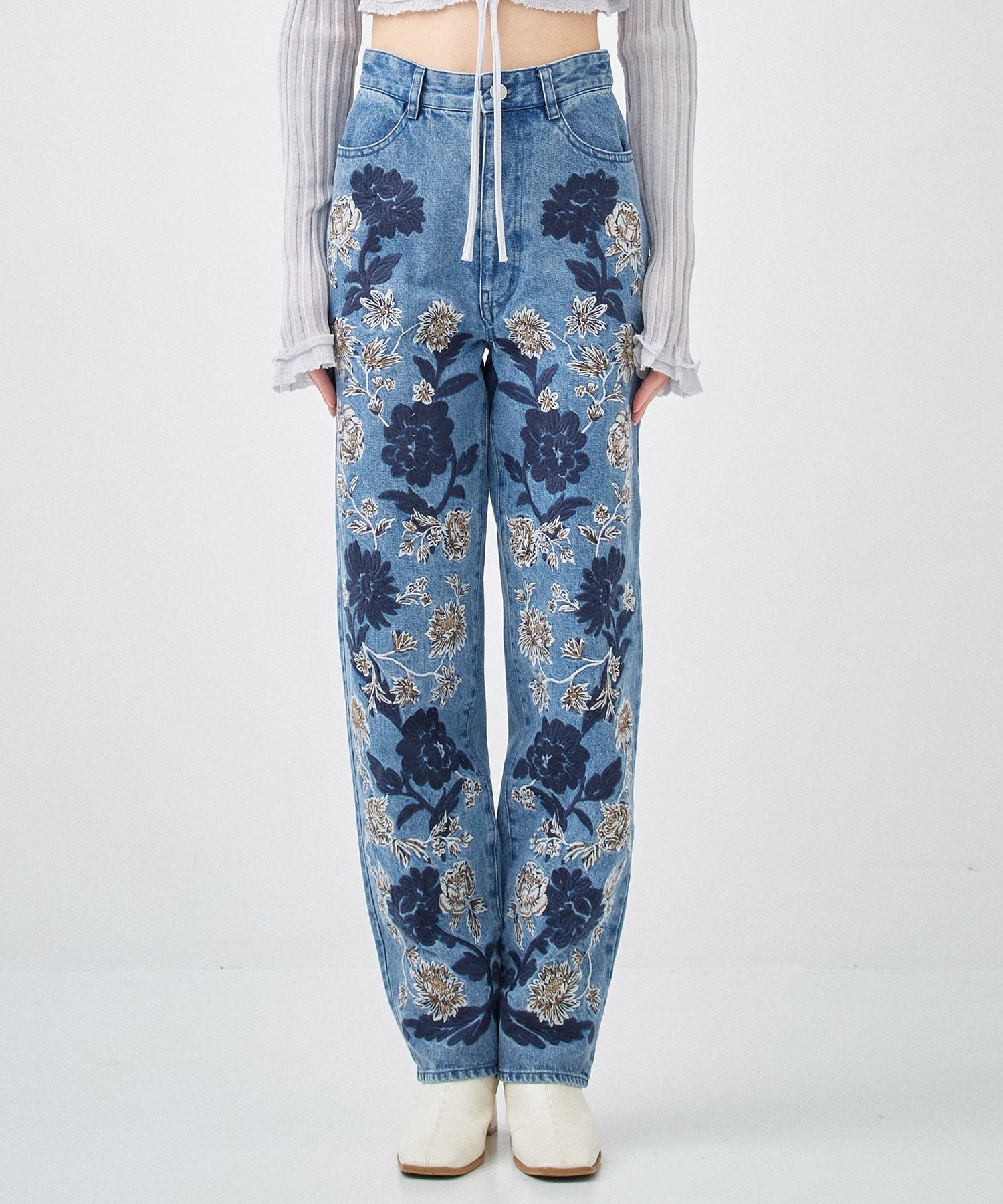 FLOWER EMBROIDERY PANTS CLANE