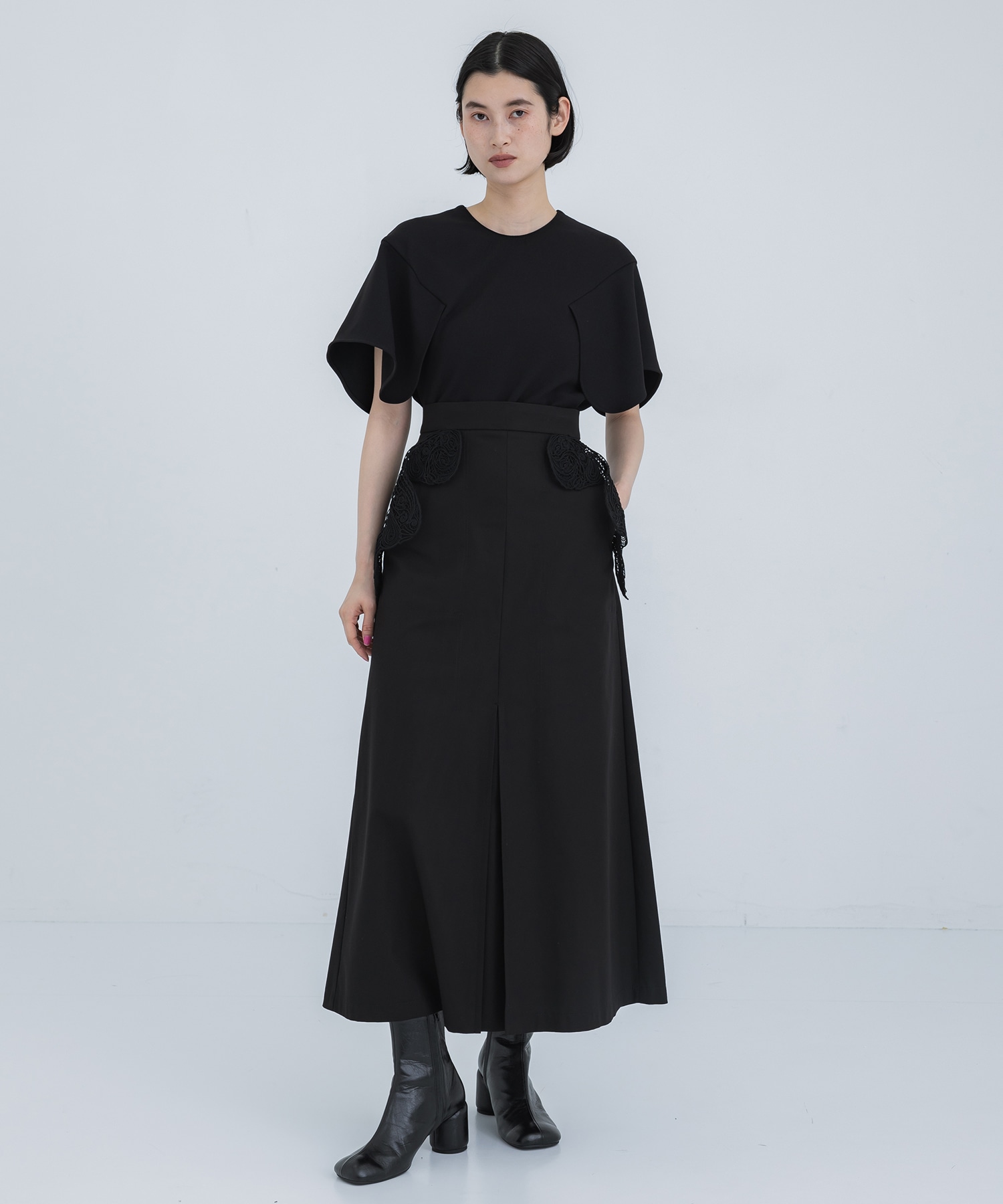 Cording Embroidery Detail Cotton Skirt(1 BLACK): Mame Kurogouchi ...