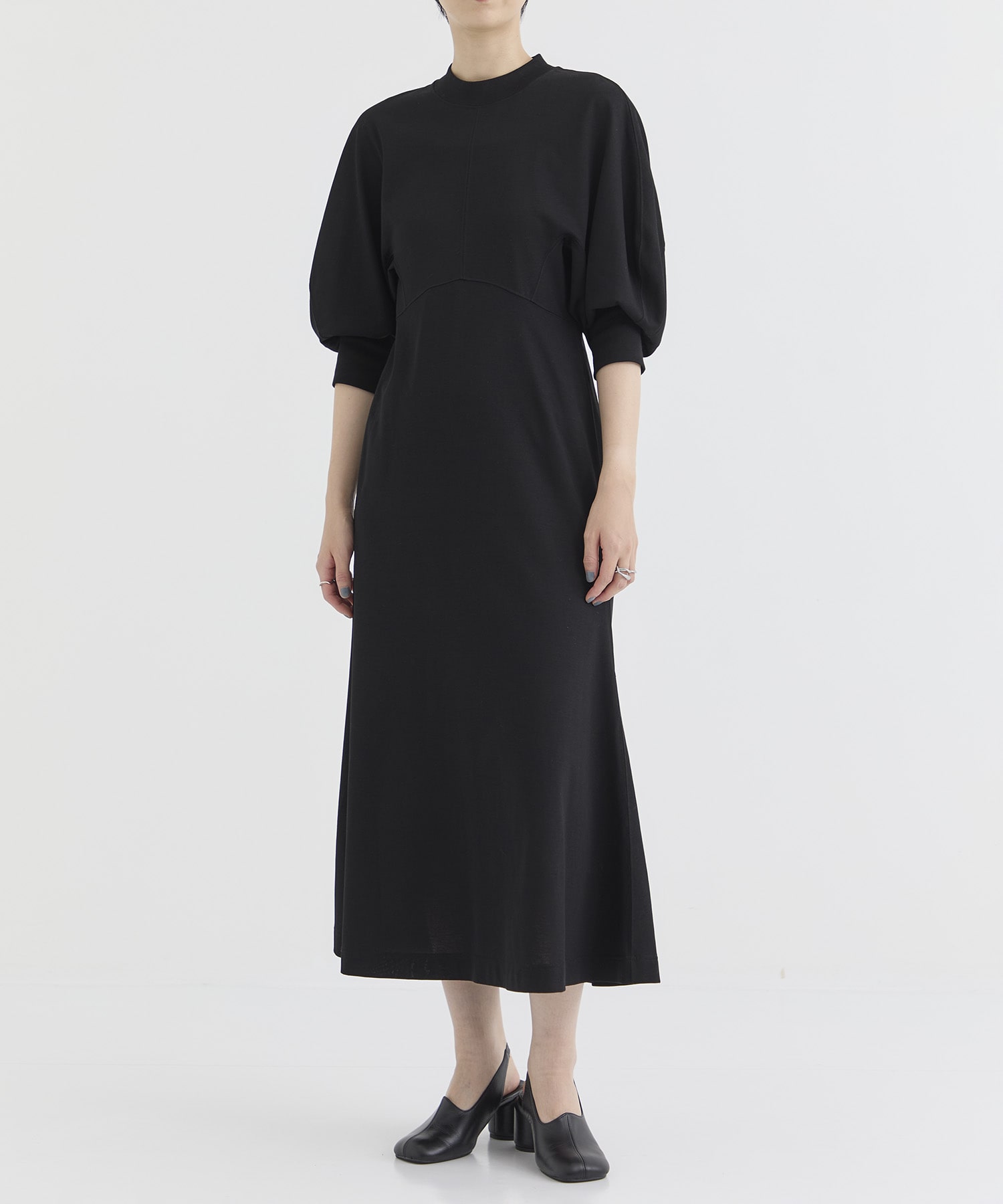 Cotton Jersey Flared Dress Mame Kurogouchi