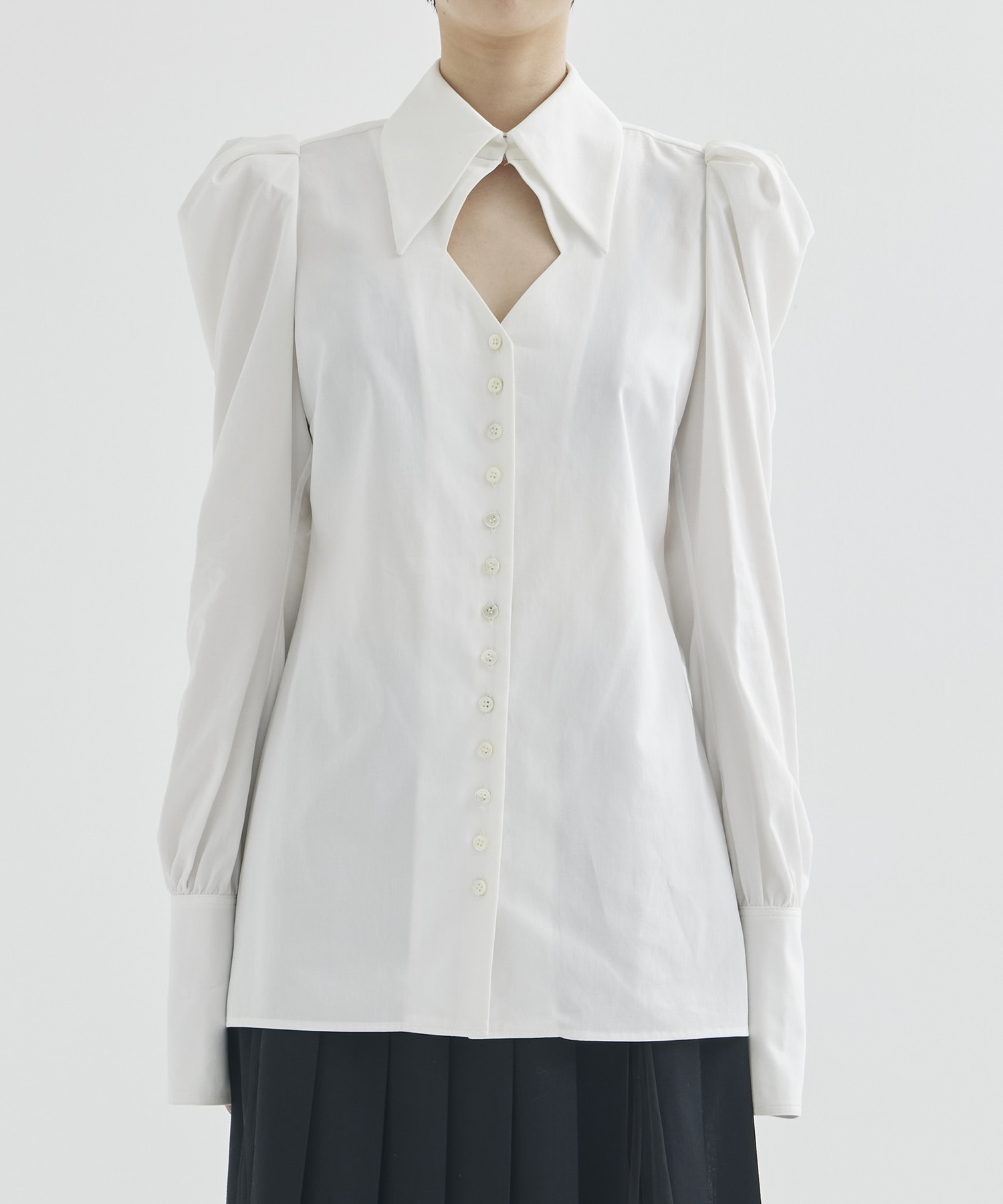 PUFF-SLEEVED COTTON SATIN SHIRT FETICO