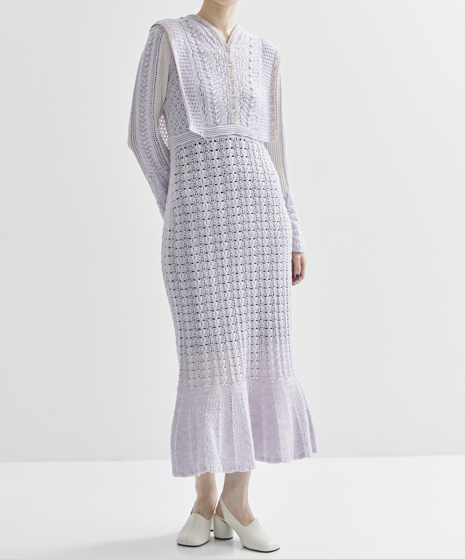 Openwork Pattern Knitted Dress Mame Kurogouchi