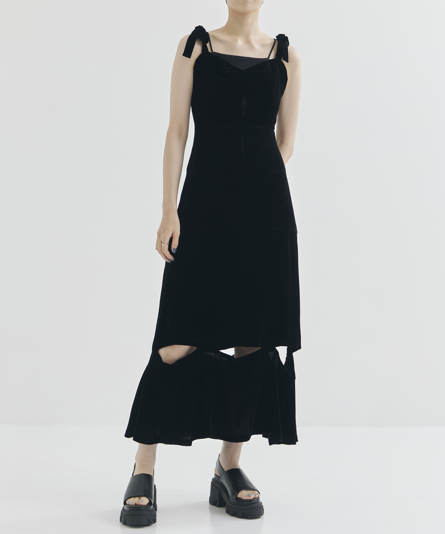 VELVET SLIT DRESS FETICO