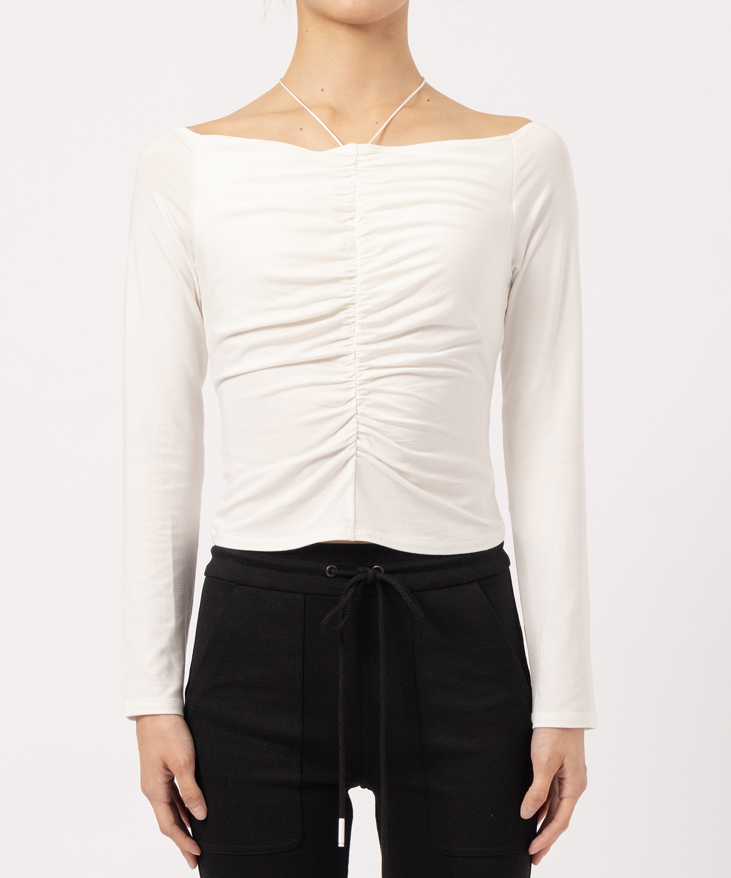 Gathered Off-shoulder Top determ