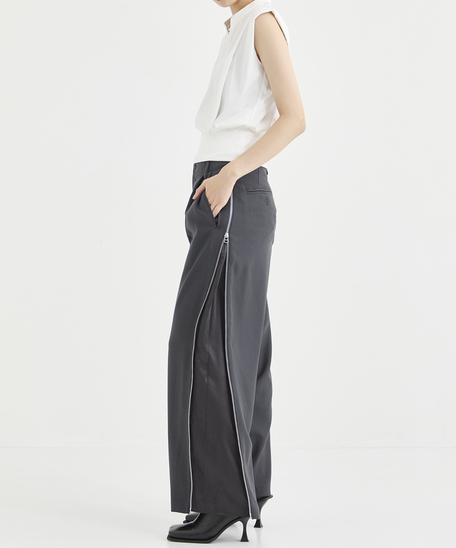 Dobby cloth side zip pants 08sircus