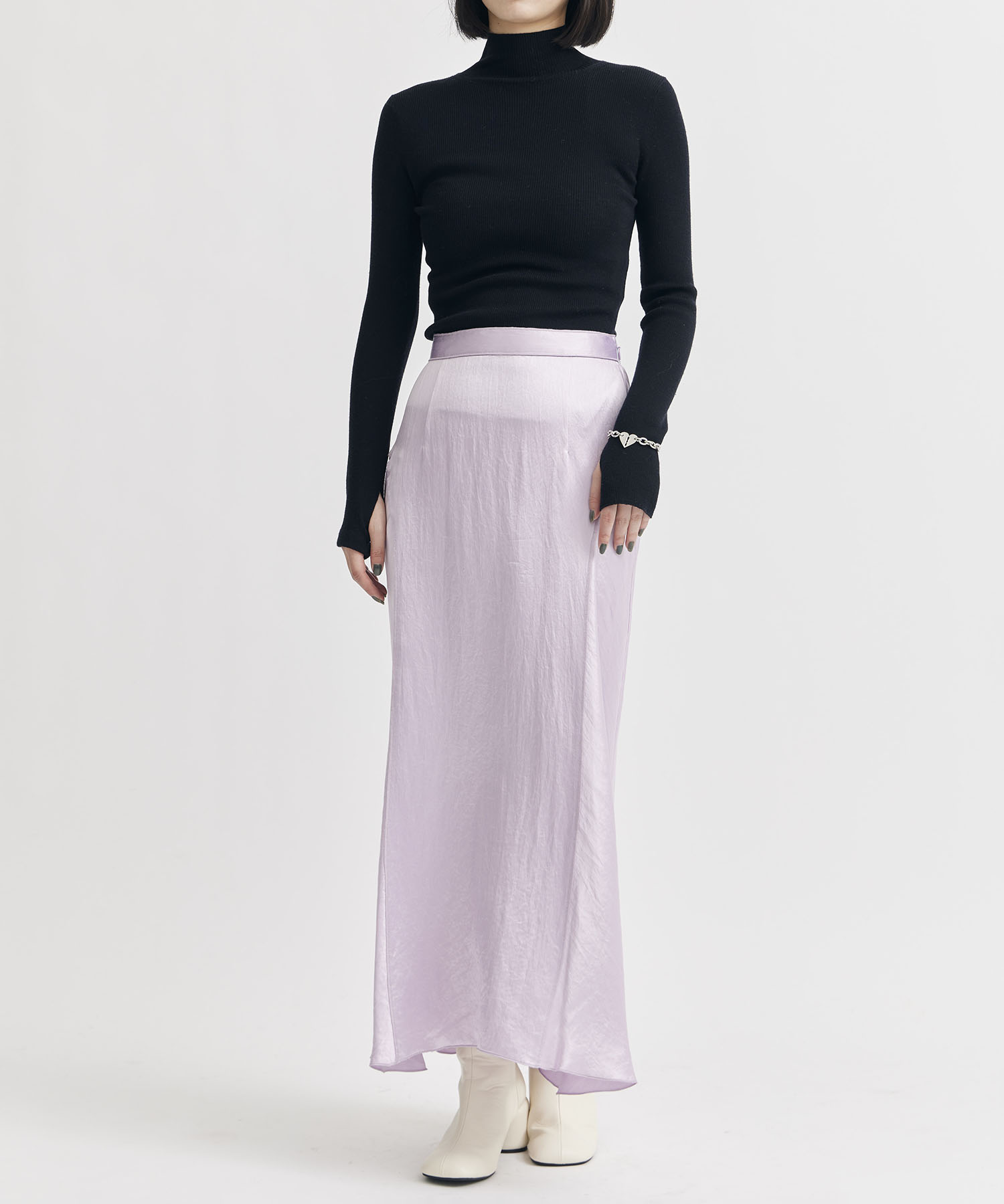 BACK SLIT ACETATE SATIN MAXI SKIRT THINGS THAT MATTER