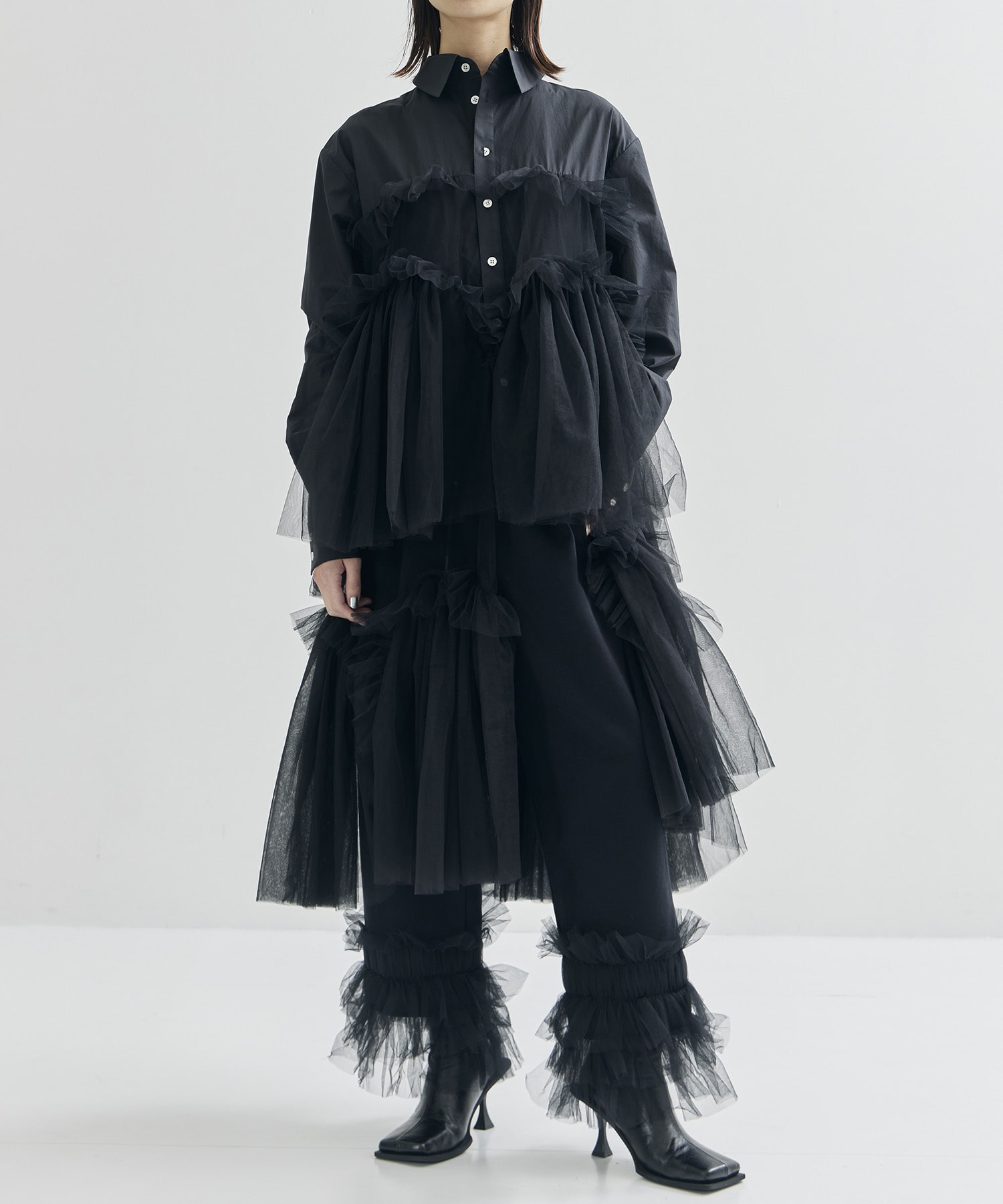 Shirt with Swell Ruffle Tulle VIVIANO