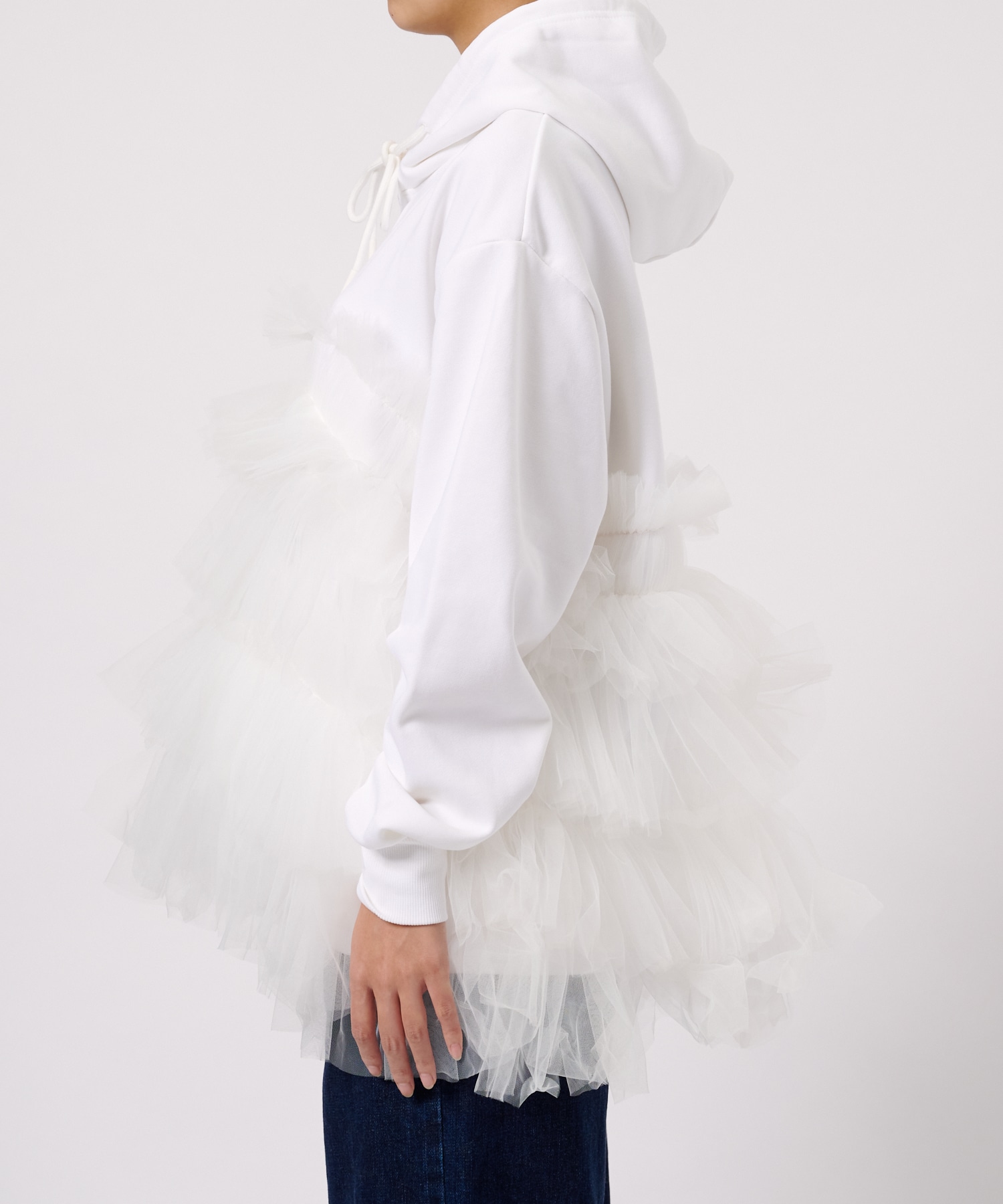 Gathered Tulle Hoodie VIVIANO