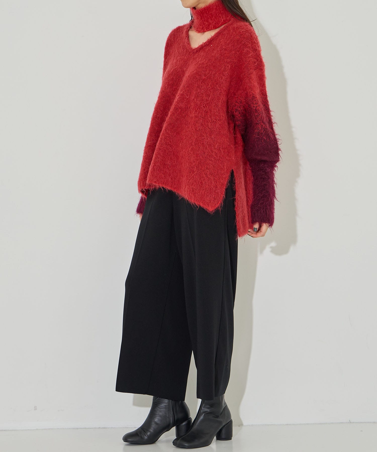 MOHAIR OPEN HIGHNECK KNIT MUKASA