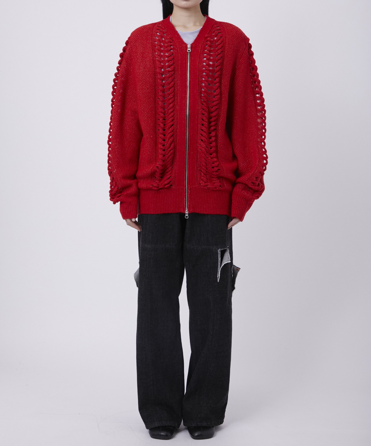 ウールモヘアZIP Knit Cardigan PEIEN