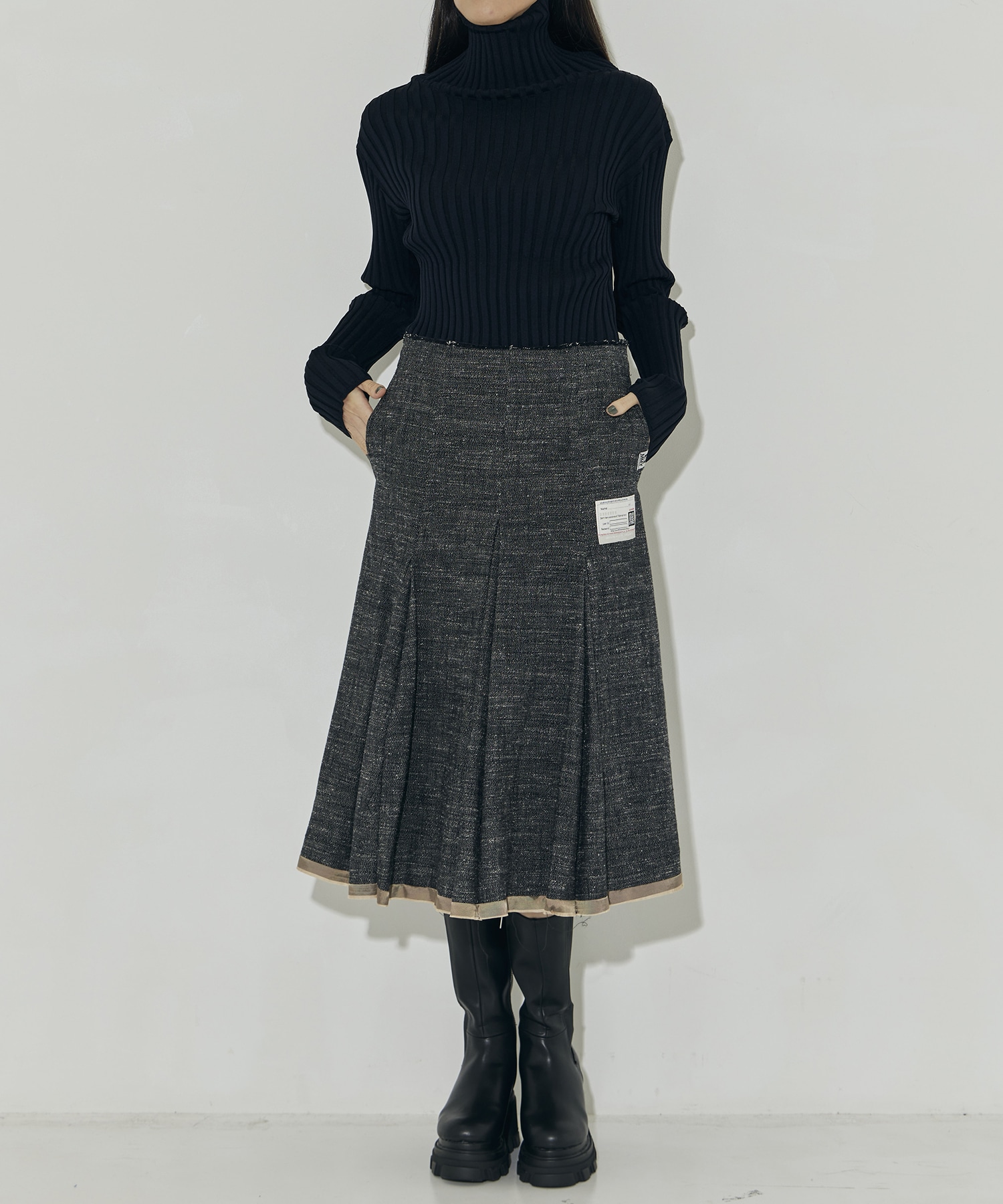 SLUB NEP TWEED SKIRT Maison MIHARA YASUHIRO