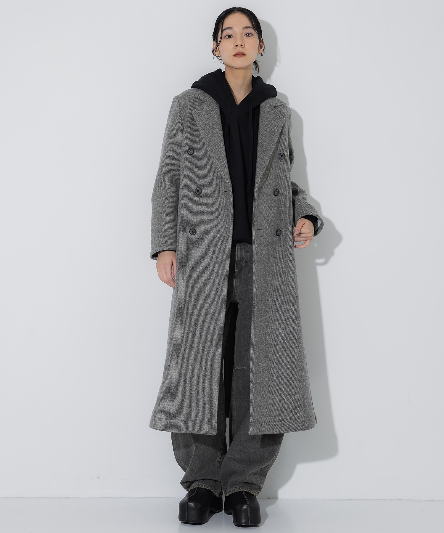 Silk Nep Double Breasted Coat STUDIOUS