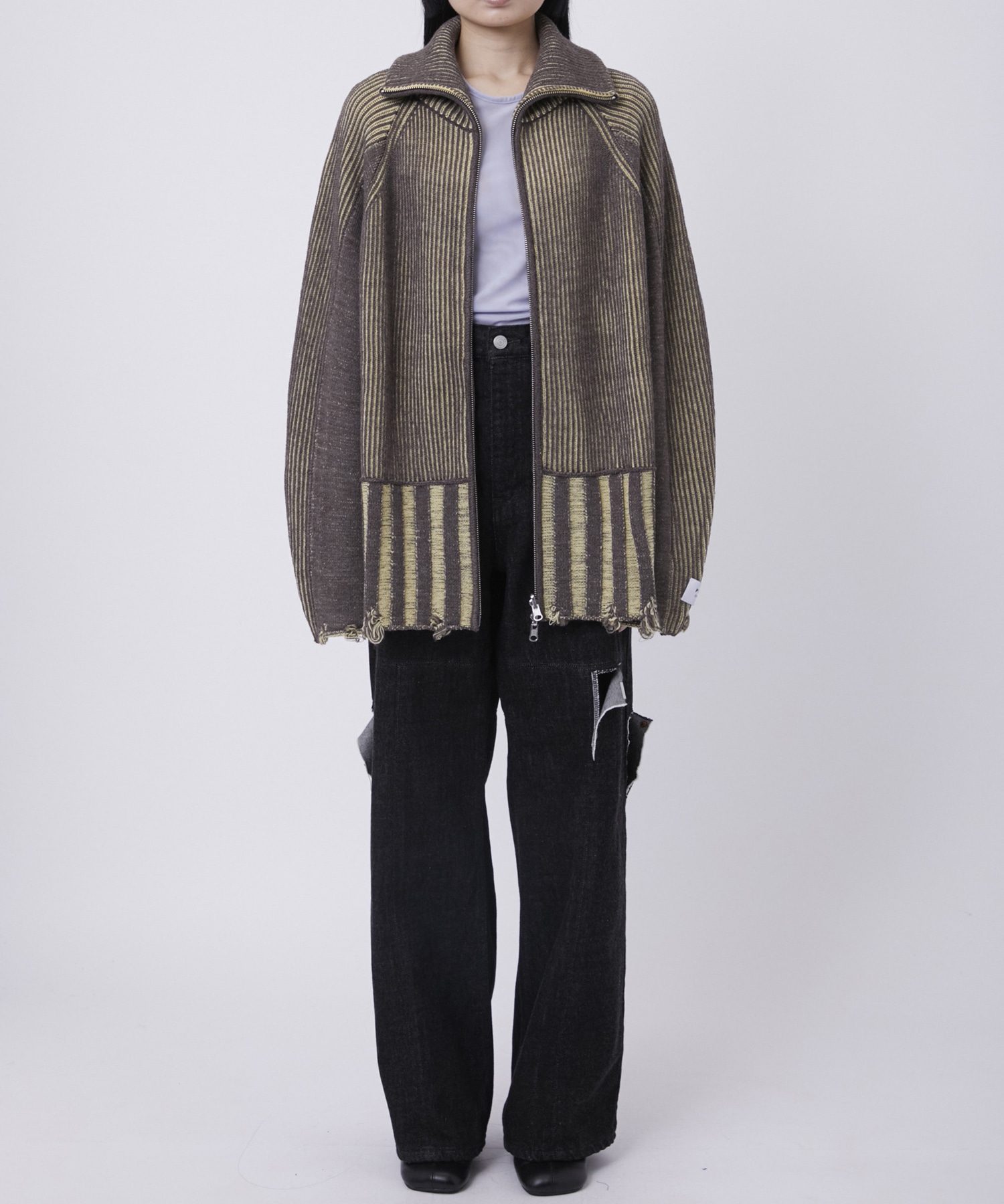 リバーシブルZip knit coat PEIEN