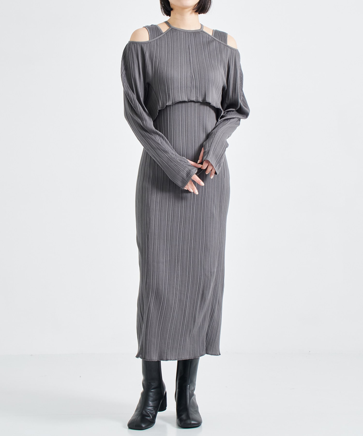 Random Ribbed Organic Cotton 2way Dress Mame Kurogouchi