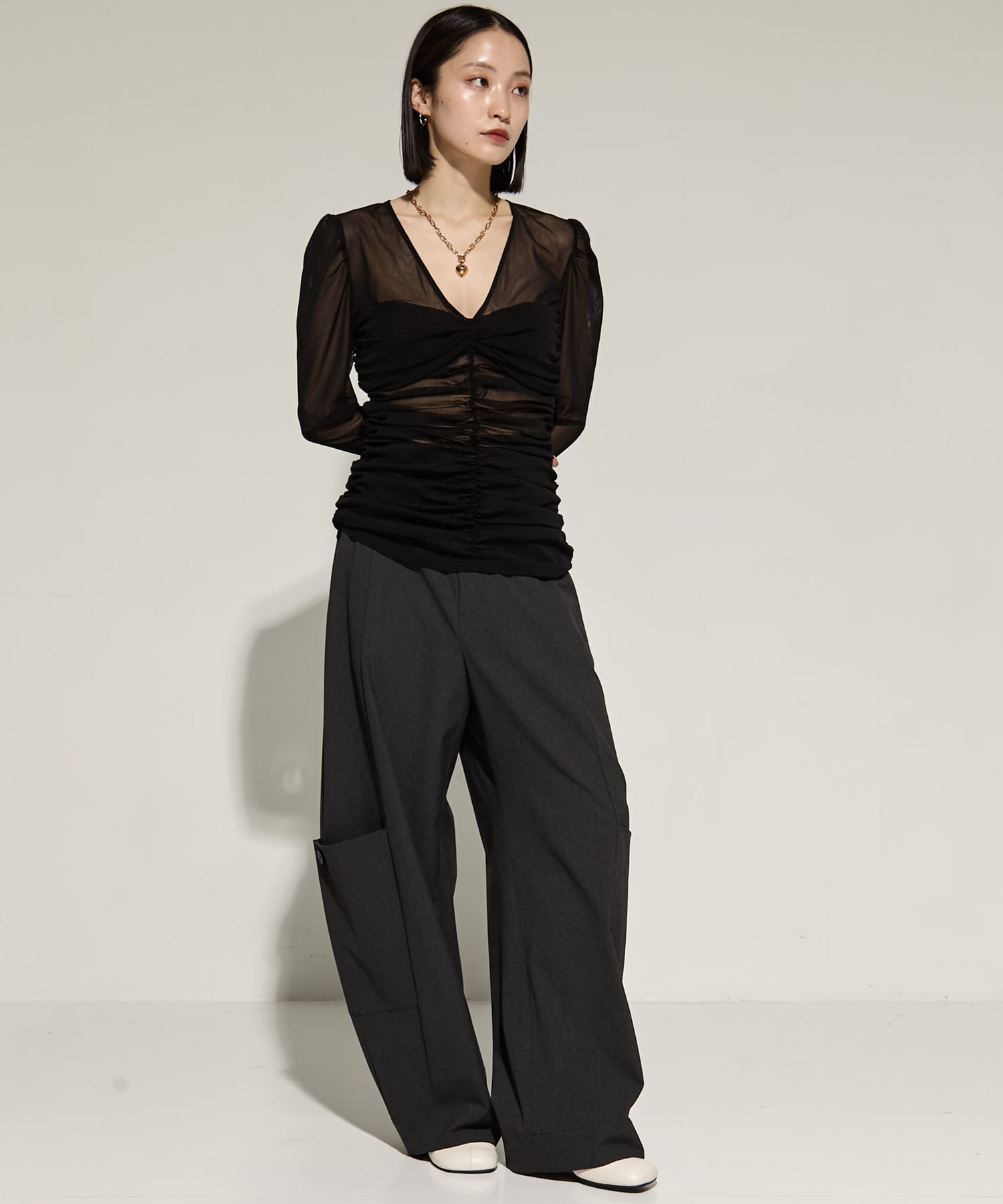 別注 TULLE GATHERED TOP FETICO