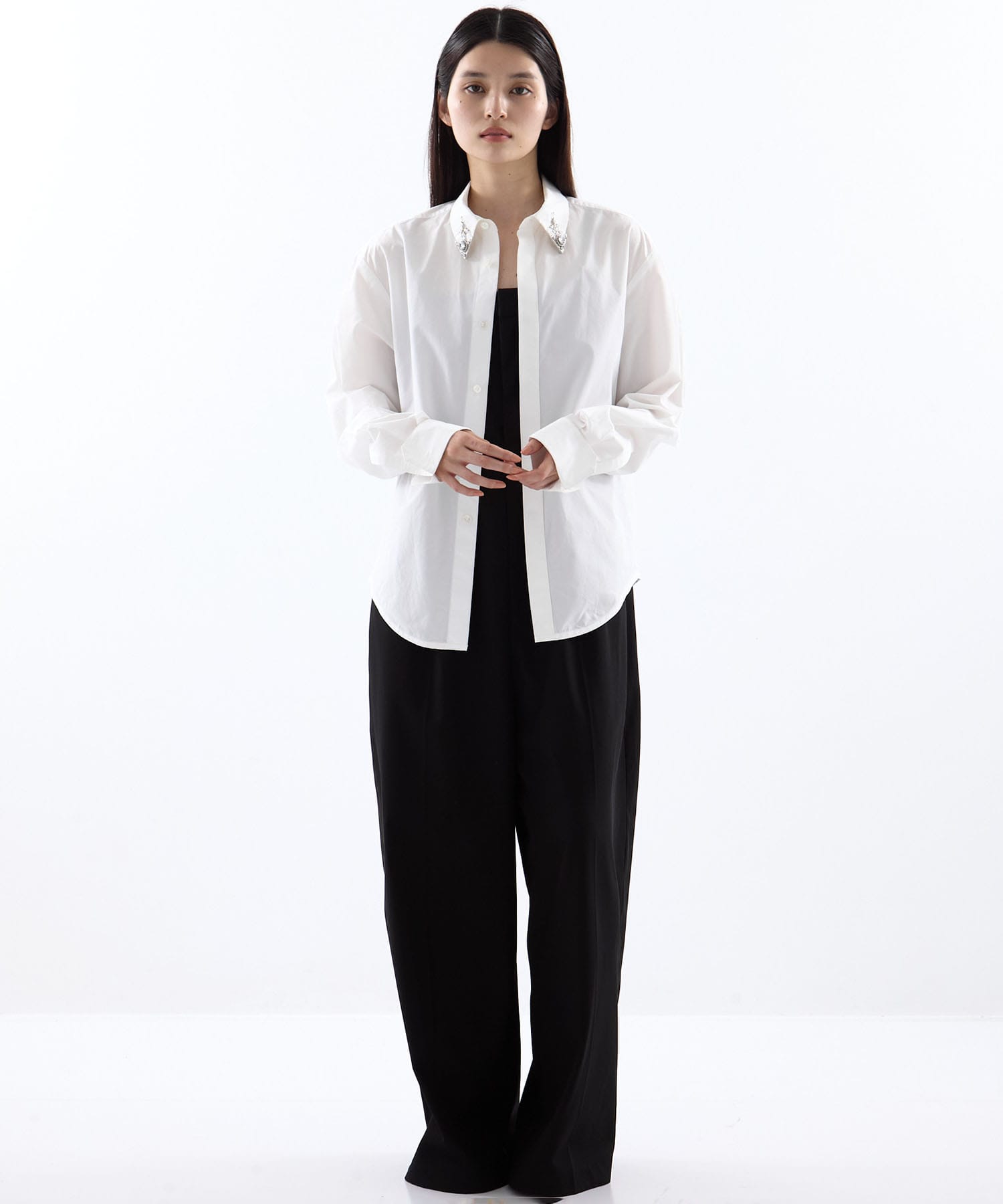 crystal silver tip lapel shirt tanakadaisuke
