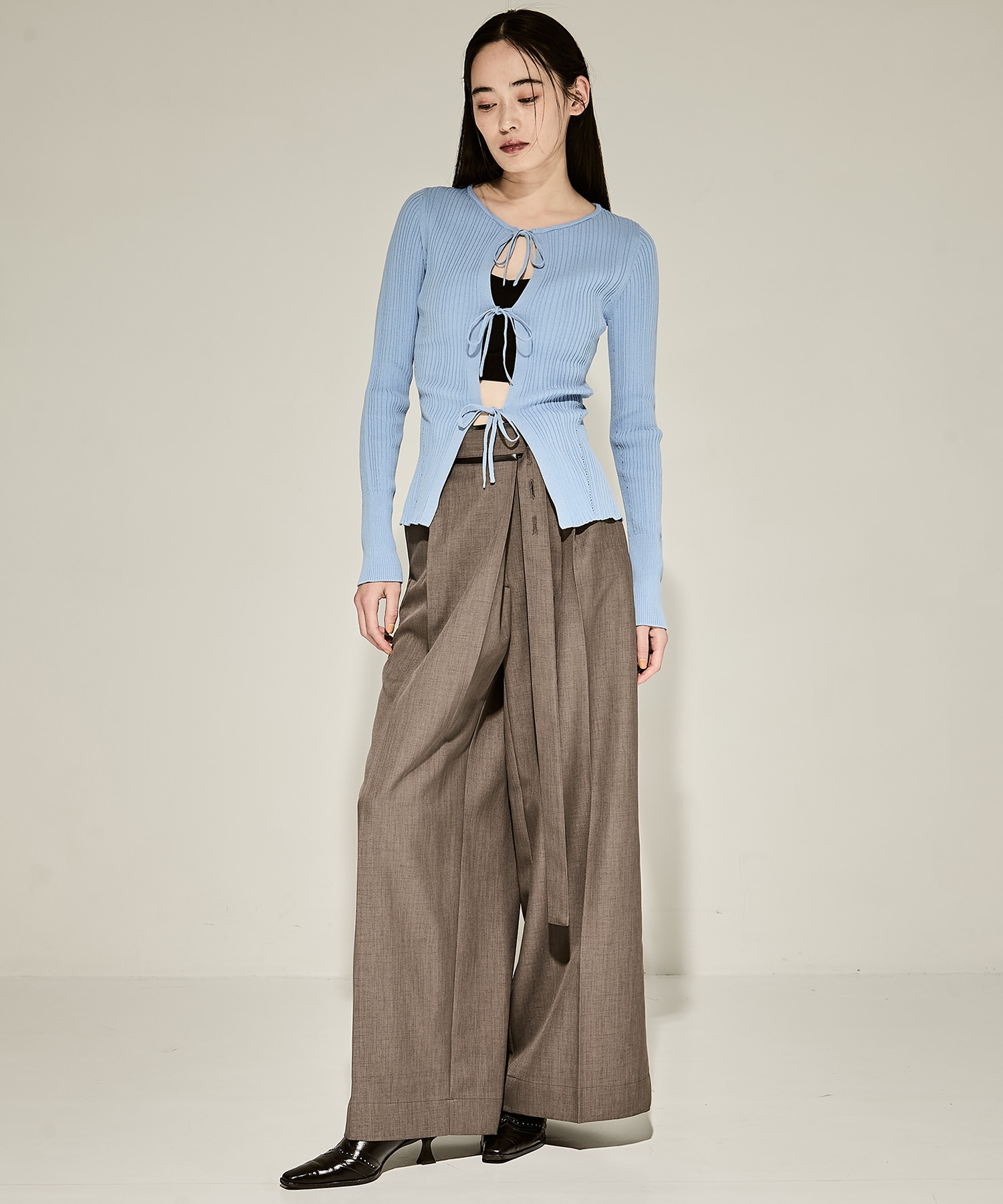 Ribbon Front Knit Cardigan STUDIOUS