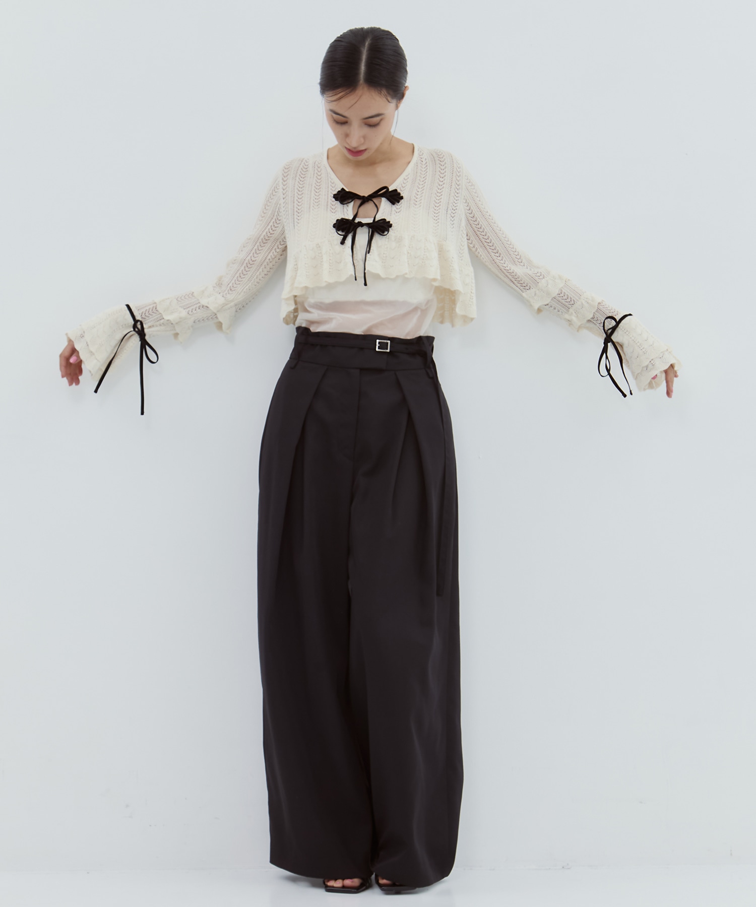 double ribbon knit cardigan tanakadaisuke