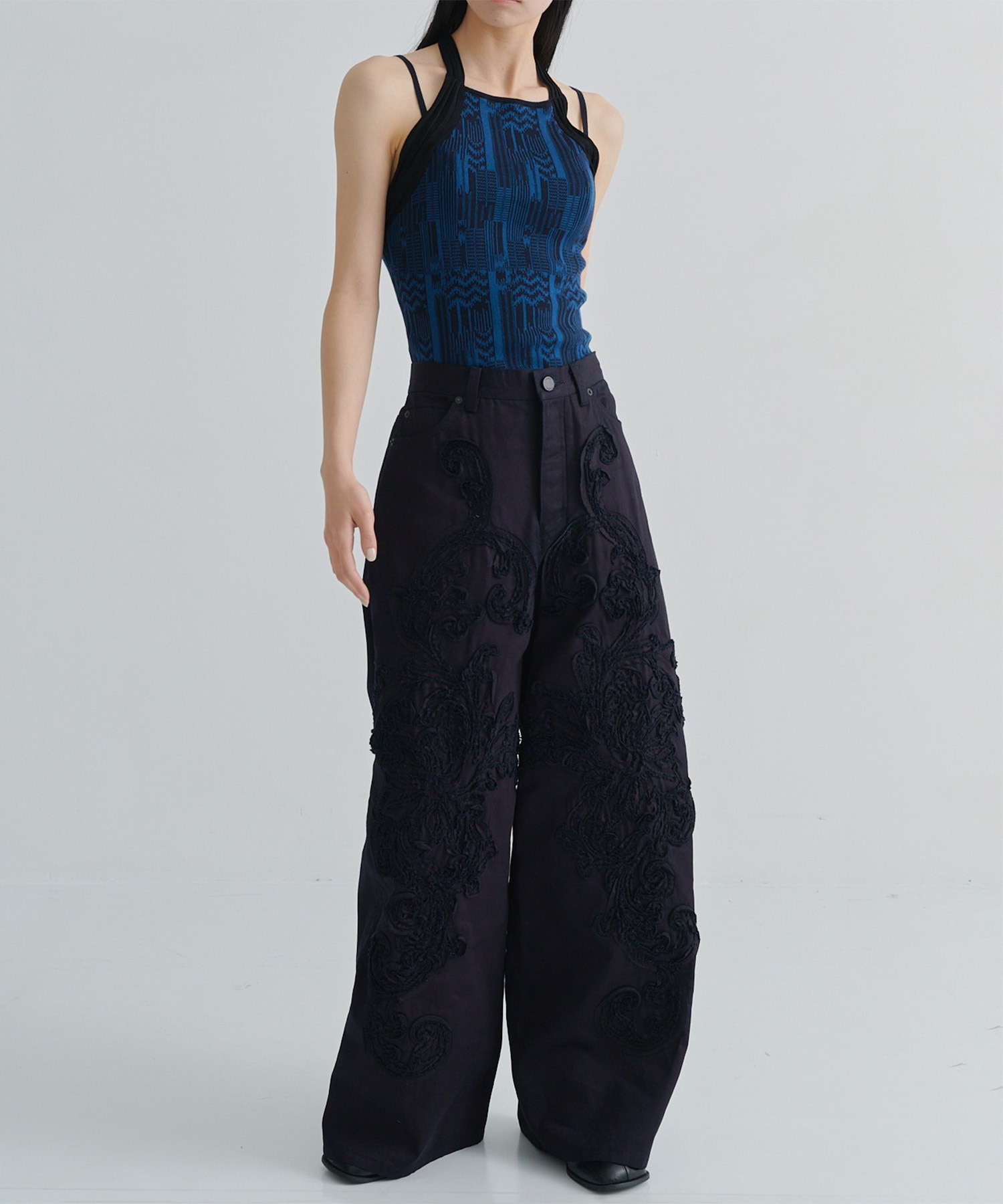 DENIM WIDE PANTS(刺繍) TAAKK