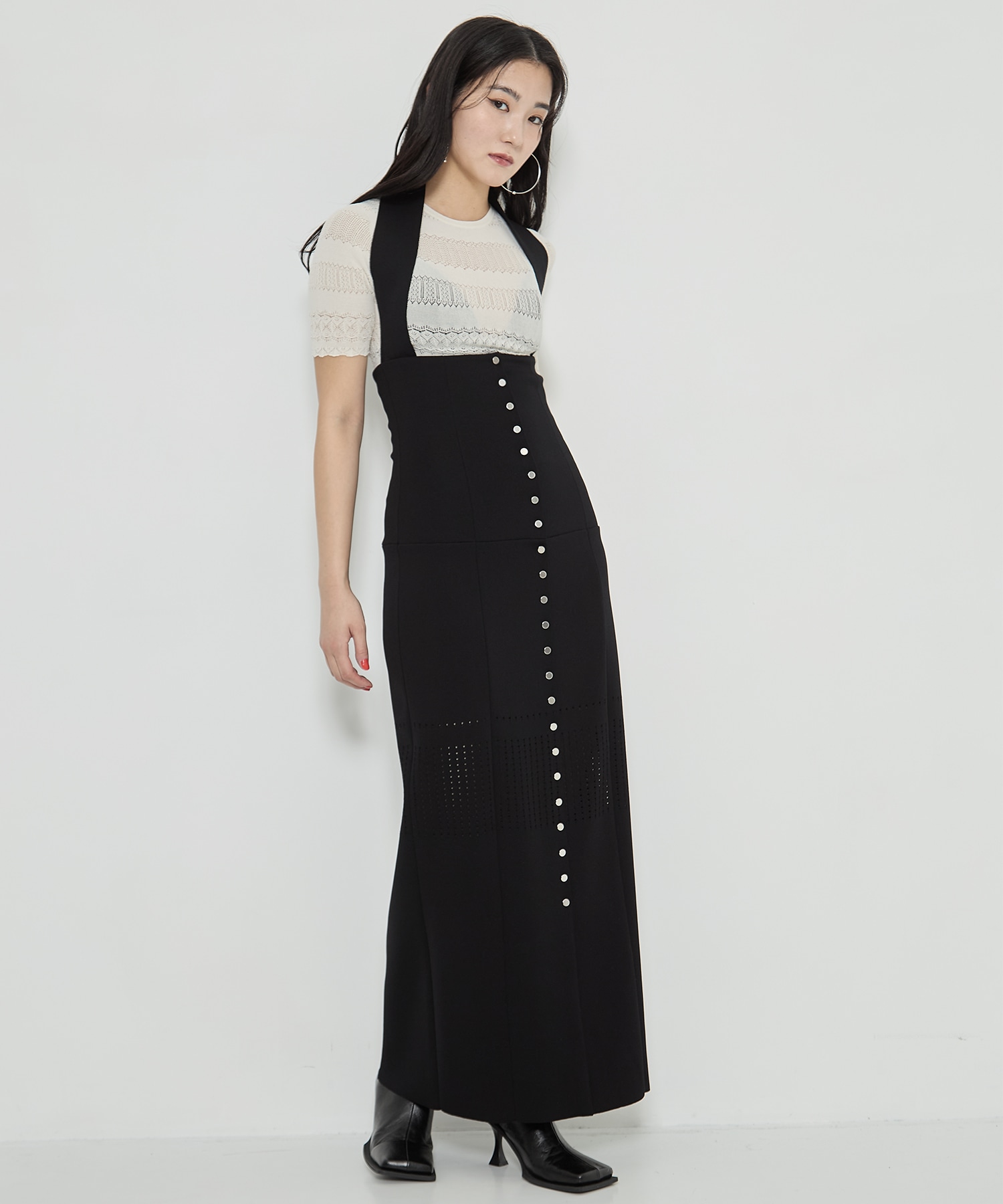 STRAPS KNIT LONG SKIRT FETICO