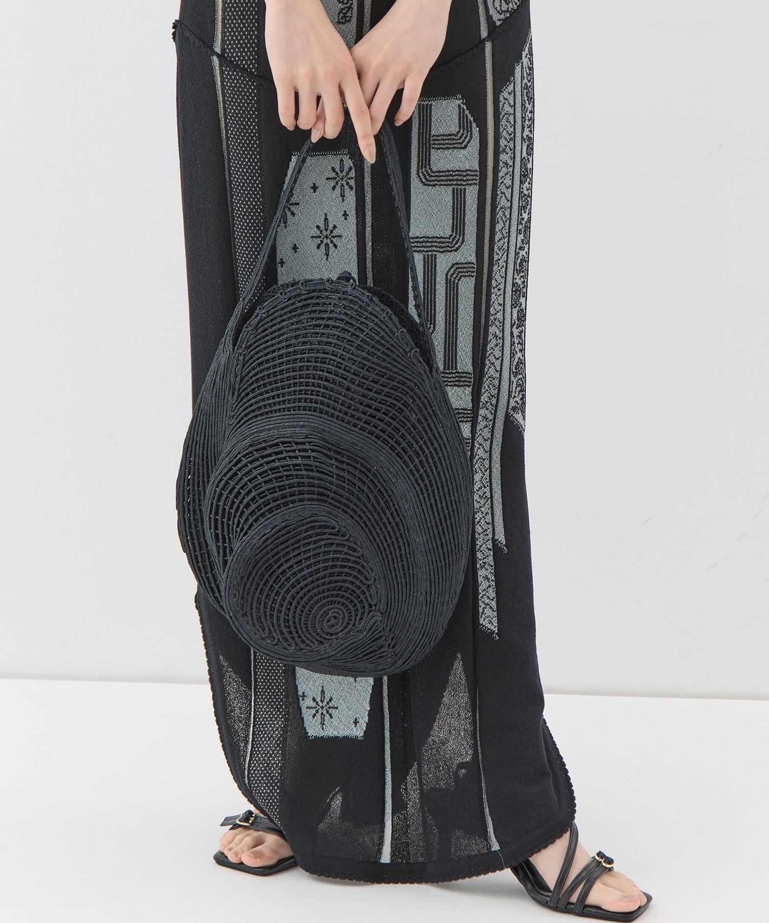Cording Embroidery Round Shape Bag Mame Kurogouchi
