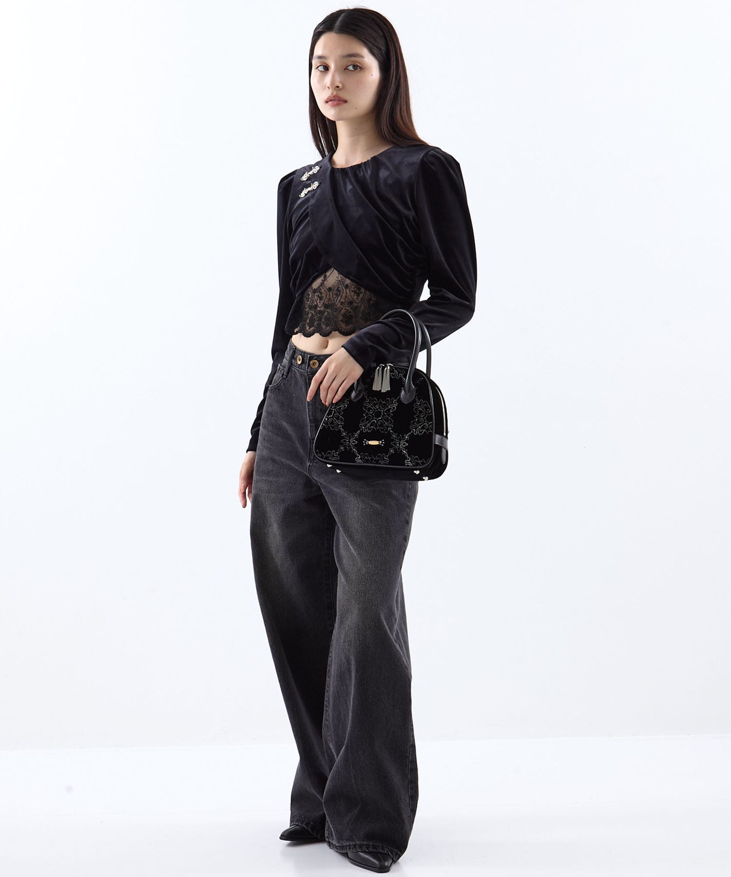 palace tiles velvet hand bag tanakadaisuke