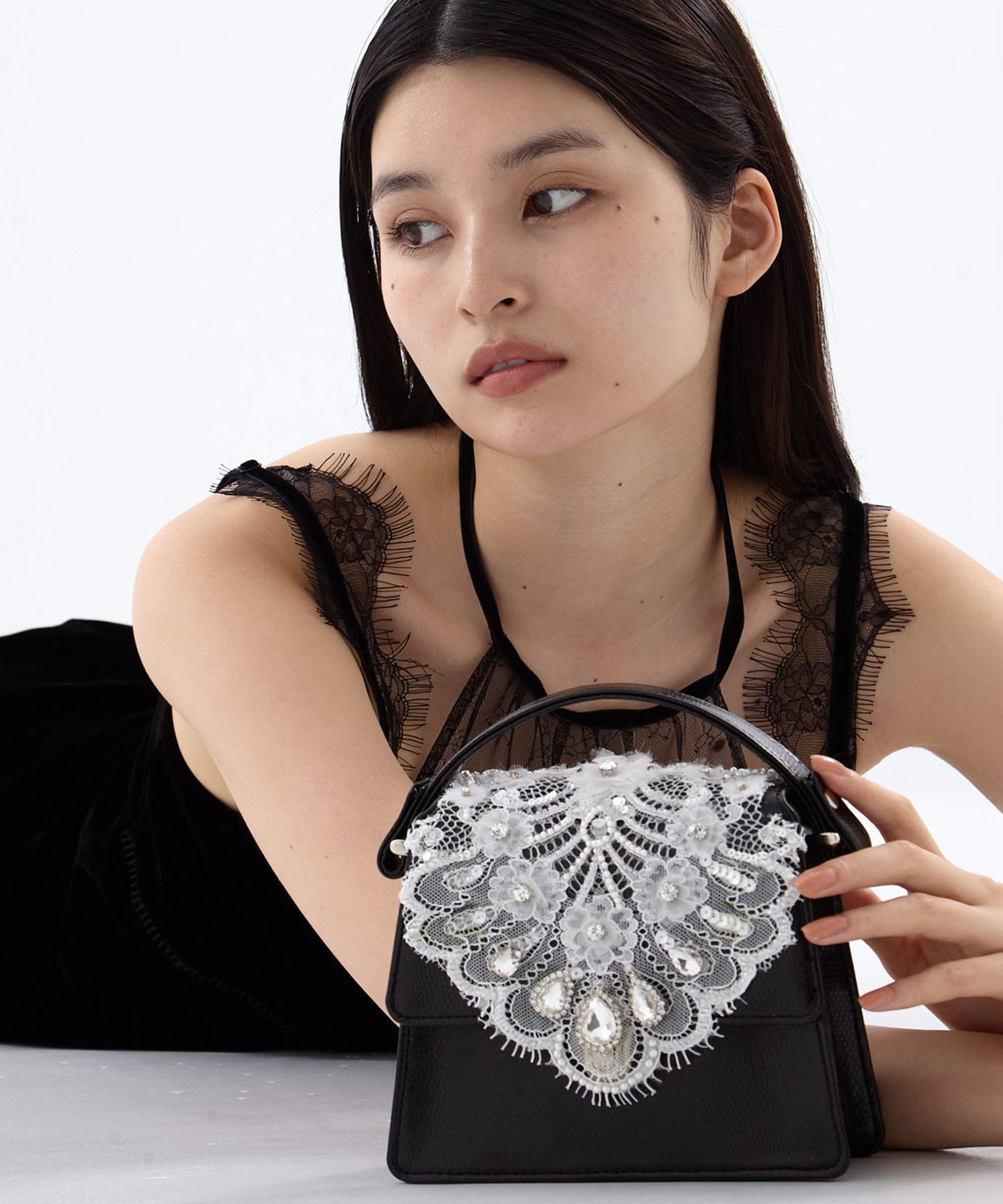white lace crocodile mini bag tanakadaisuke