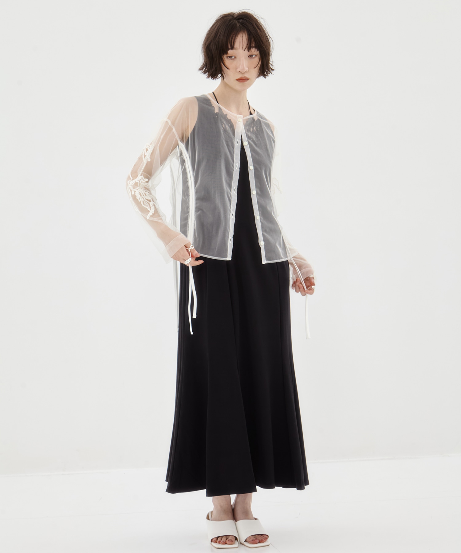 EX.embroidered tulle cardigan MURRAL