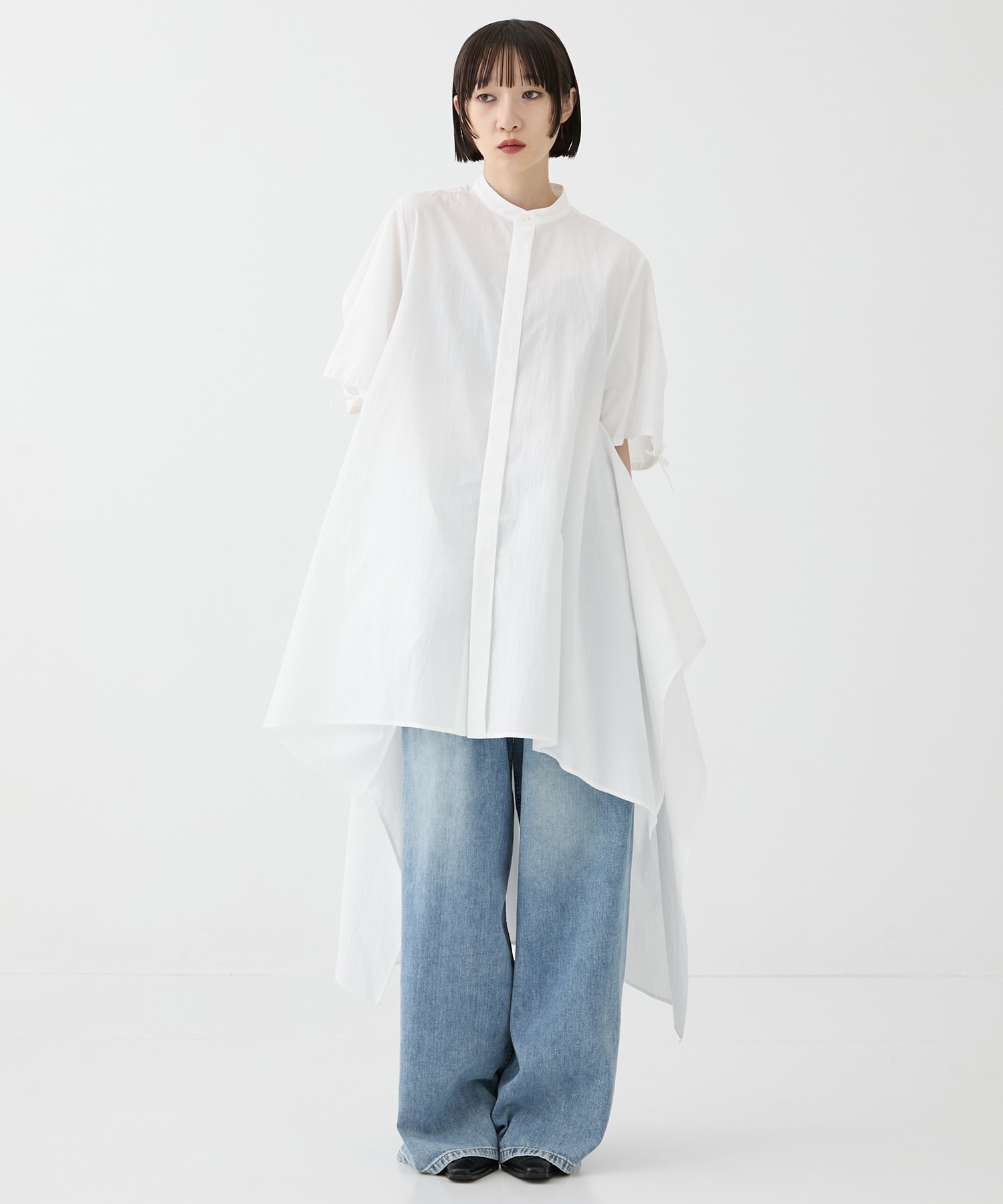 別注 Coボイルサッカーケープスリーブシャツ FEMMENT