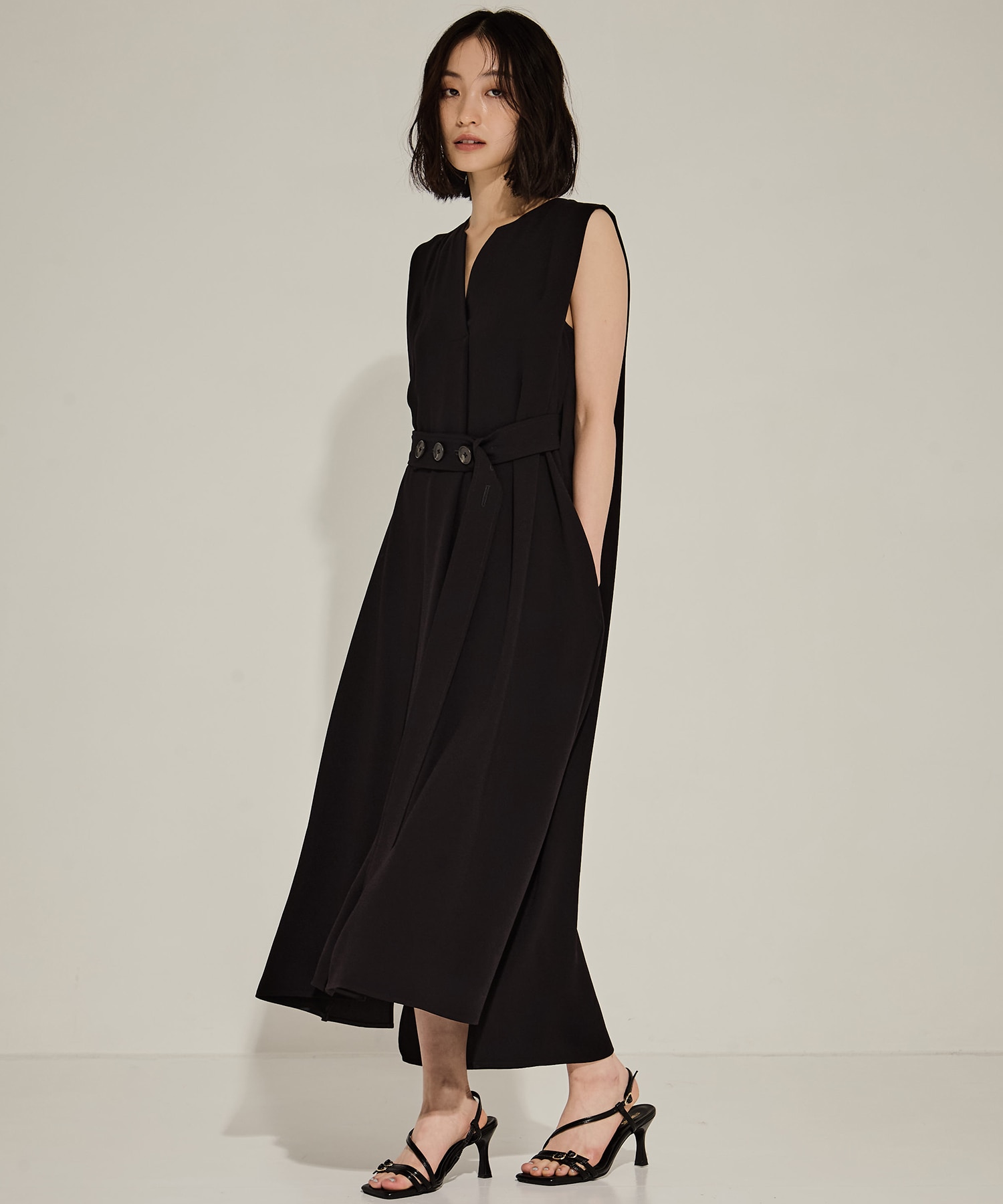 Back Satin Belted Dress STUDIOUS