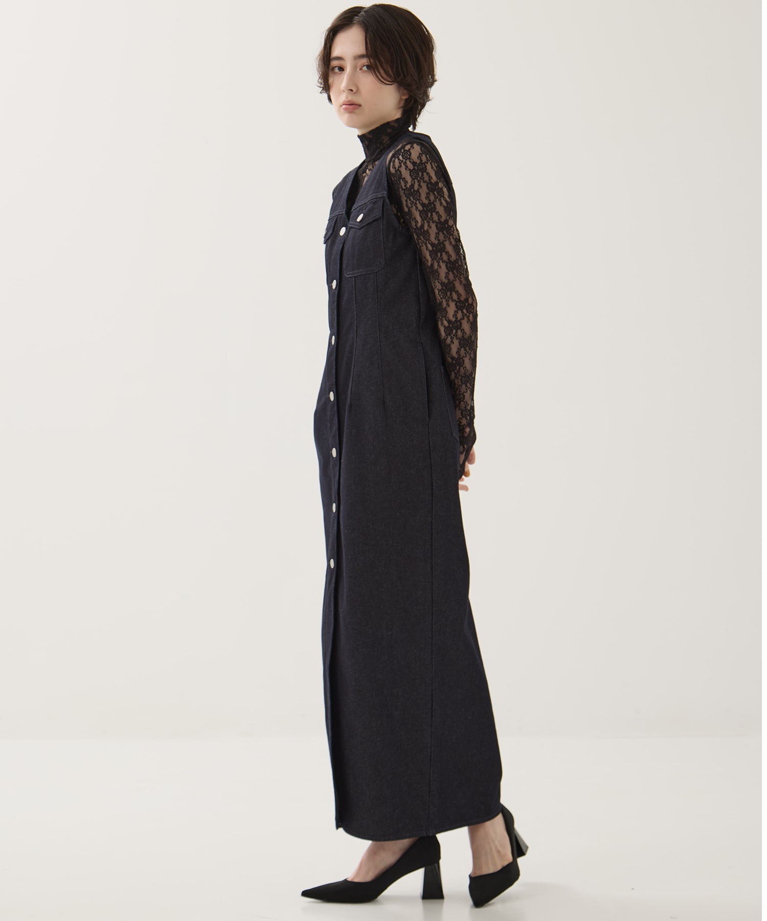 ワンピース CLANE SLEEVELESS LADY DENIM ONEPIECE CLANE - スリーブレス デニムワンピース - SLEEVELESS LADY