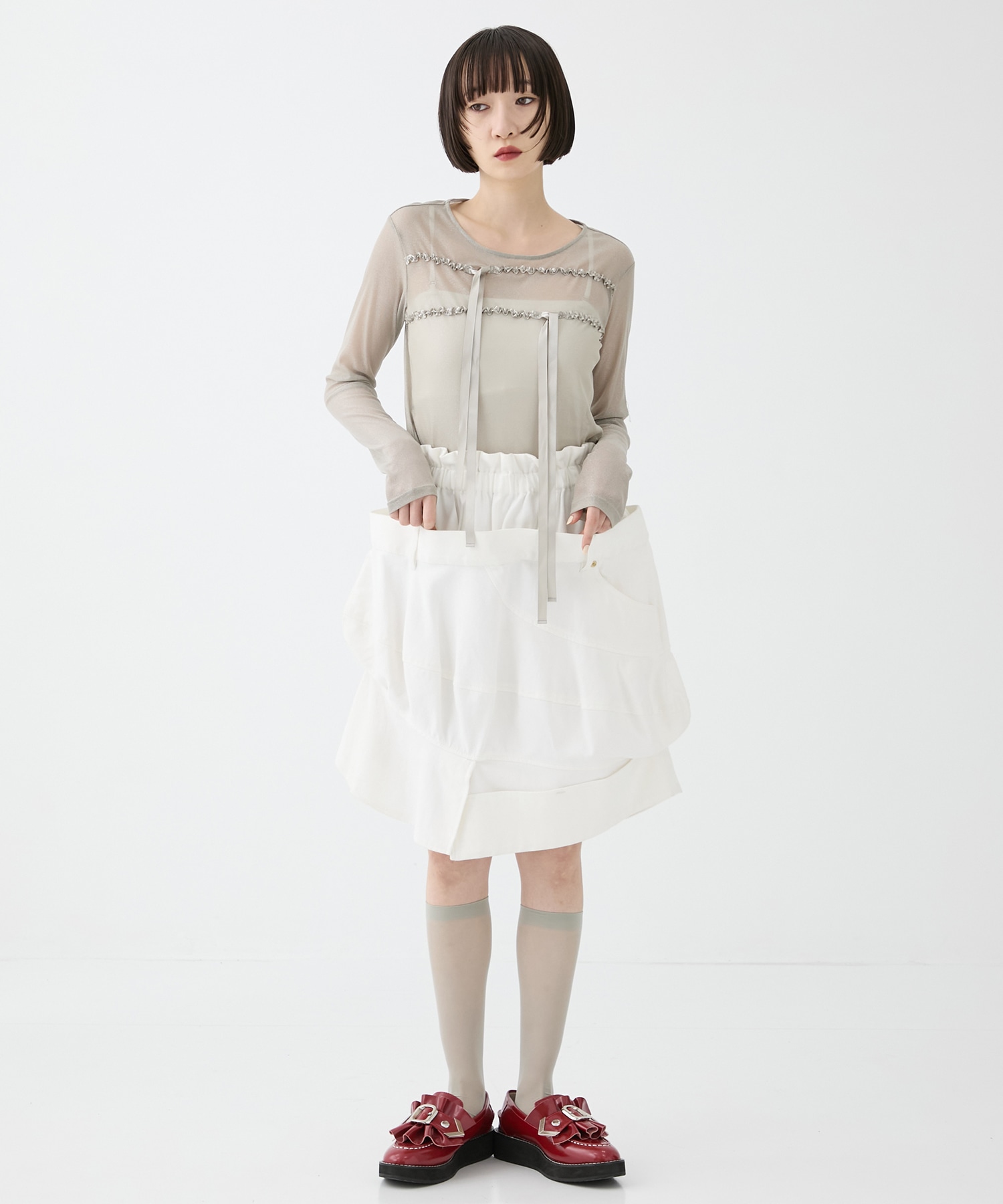 別注SHEER RIBON SKIN TOPS HOUGA