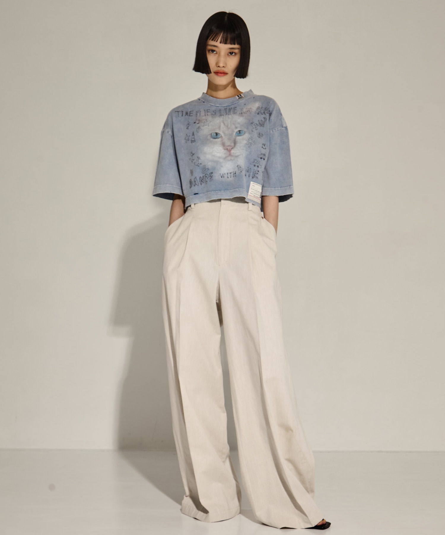 BLEACHED CROPPED TEE Maison MIHARA YASUHIRO