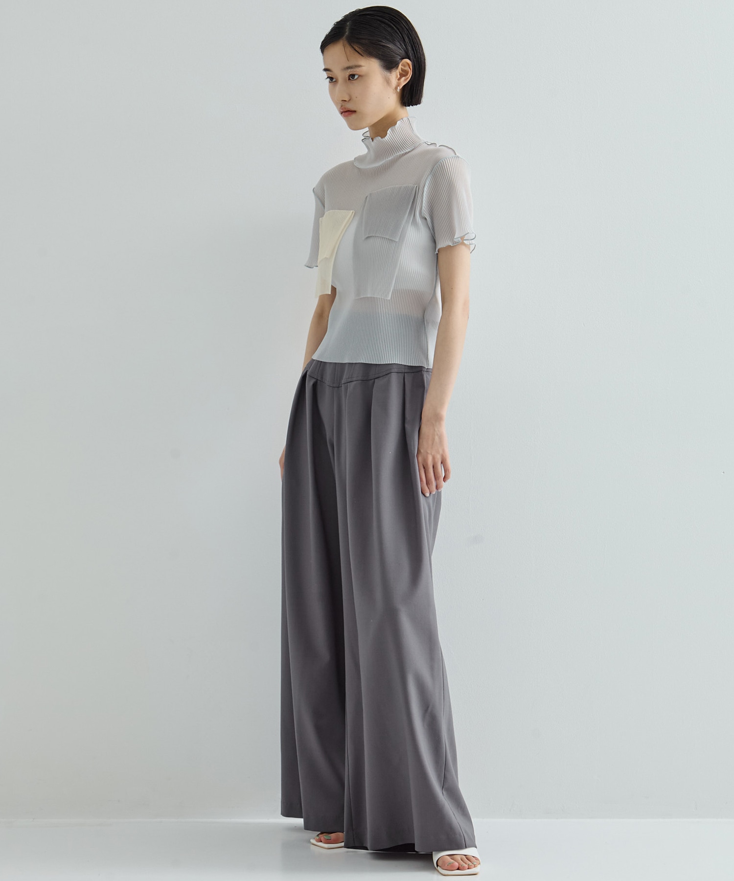 別注SHEER SHORT HIGHNECK SLEEVE TOP kotohayokozawa