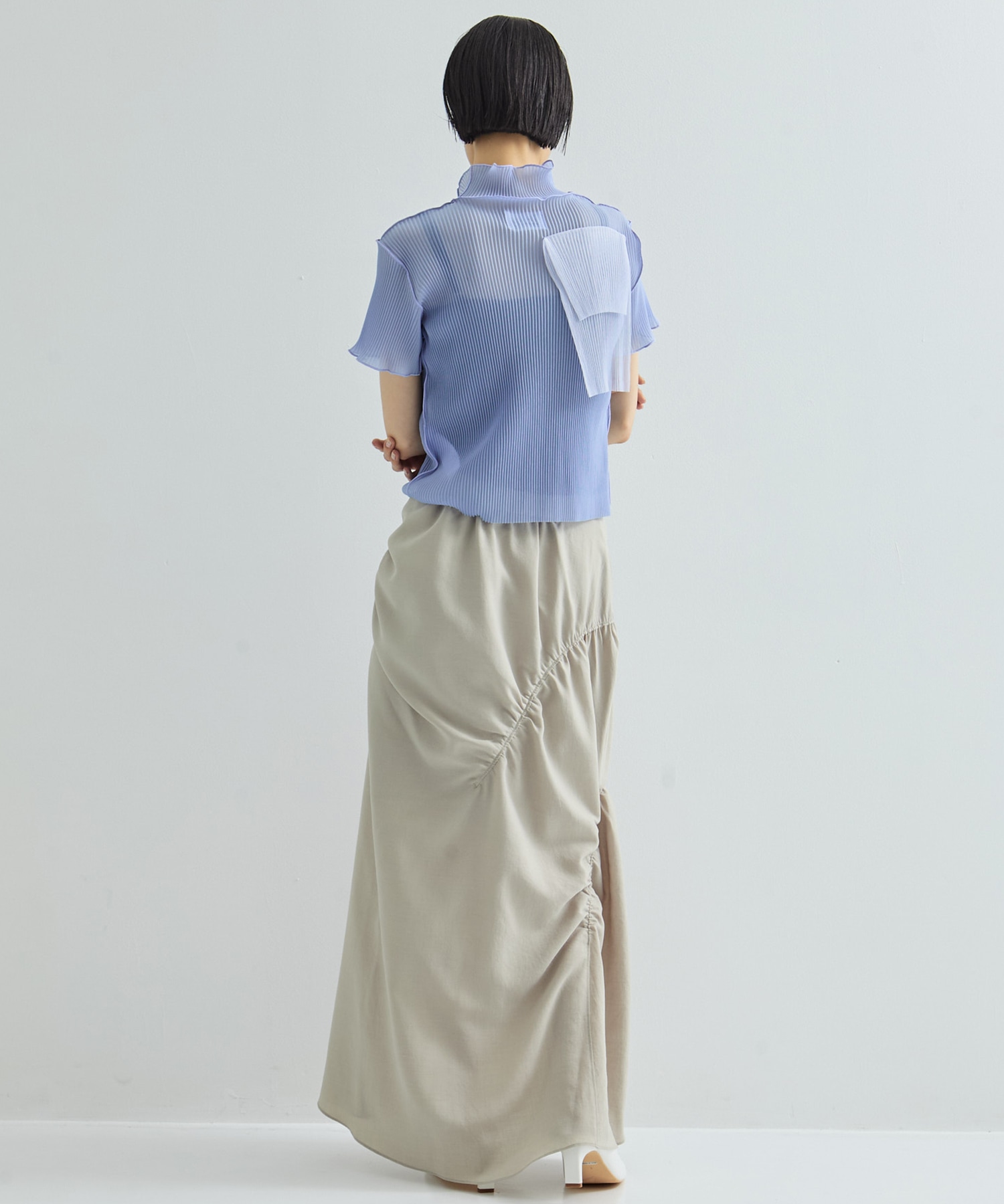 別注SHEER SHORT HIGHNECK SLEEVE TOP kotohayokozawa