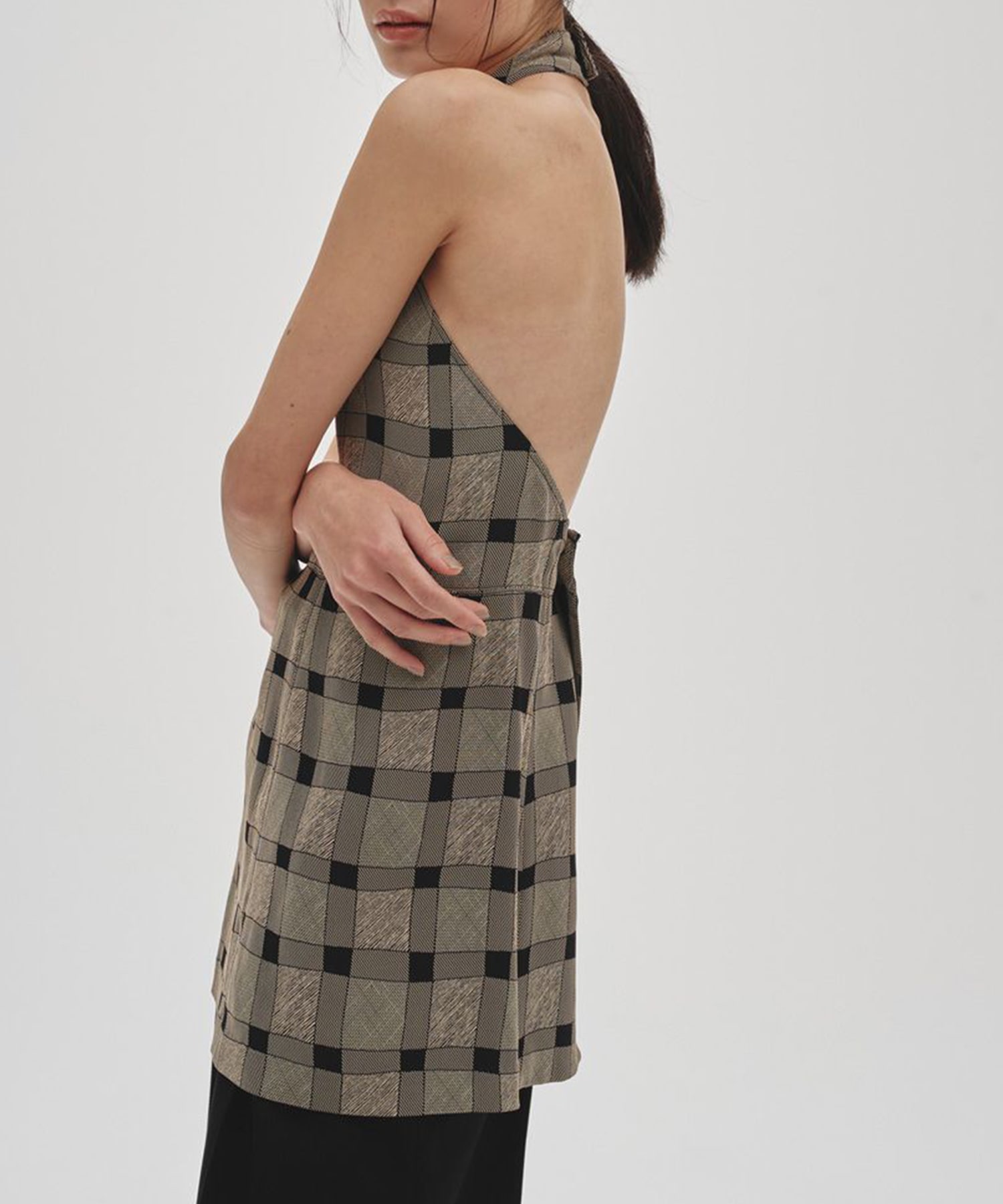 Halterneck Checkjaquard Top TODAYFUL