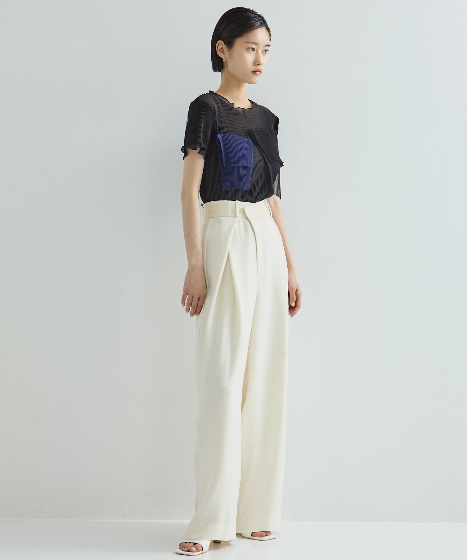 Asymmetric Front Mesh Trousers STUDIOUS